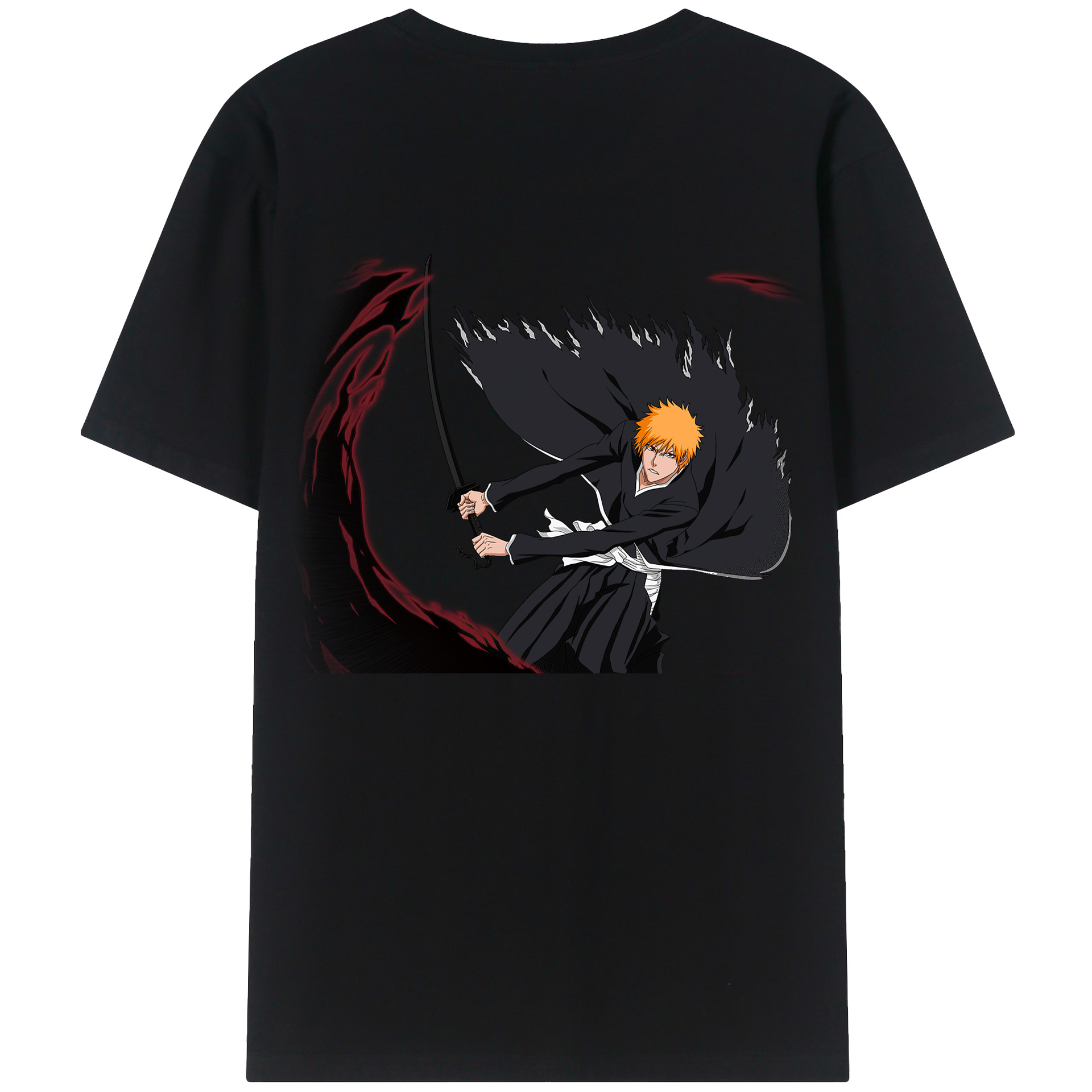 （画像用） ブリーチ 黒崎一護（くろさき いちご）BLEACH Kurosaki Ichigo 綿100％半袖Tシャツ（背面プリント）