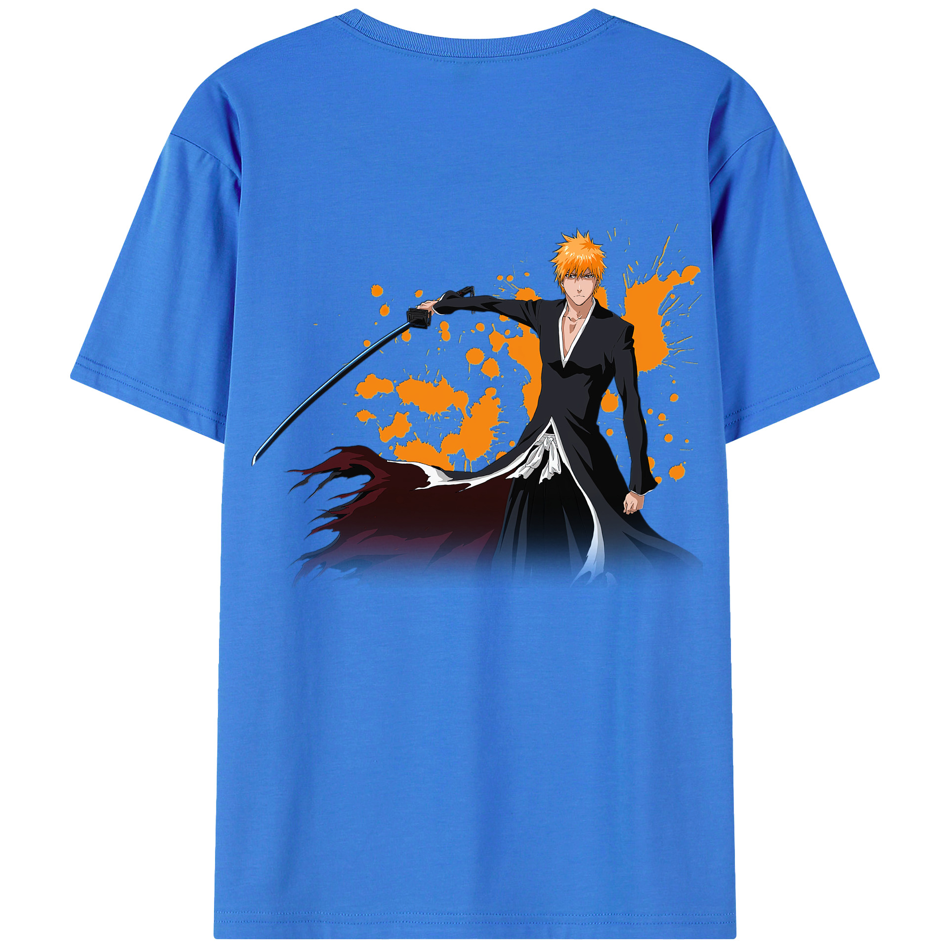 （画像用） ブリーチ 黒崎一護（くろさき いちご）BLEACH Kurosaki Ichigo 綿100％半袖Tシャツ（背面プリント）