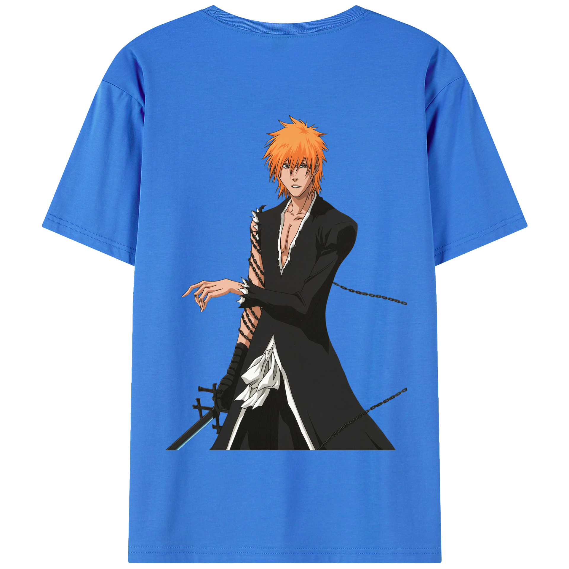 （画像用） ブリーチ 黒崎一護（くろさき いちご）BLEACH Kurosaki Ichigo 綿100％半袖Tシャツ（背面プリント）