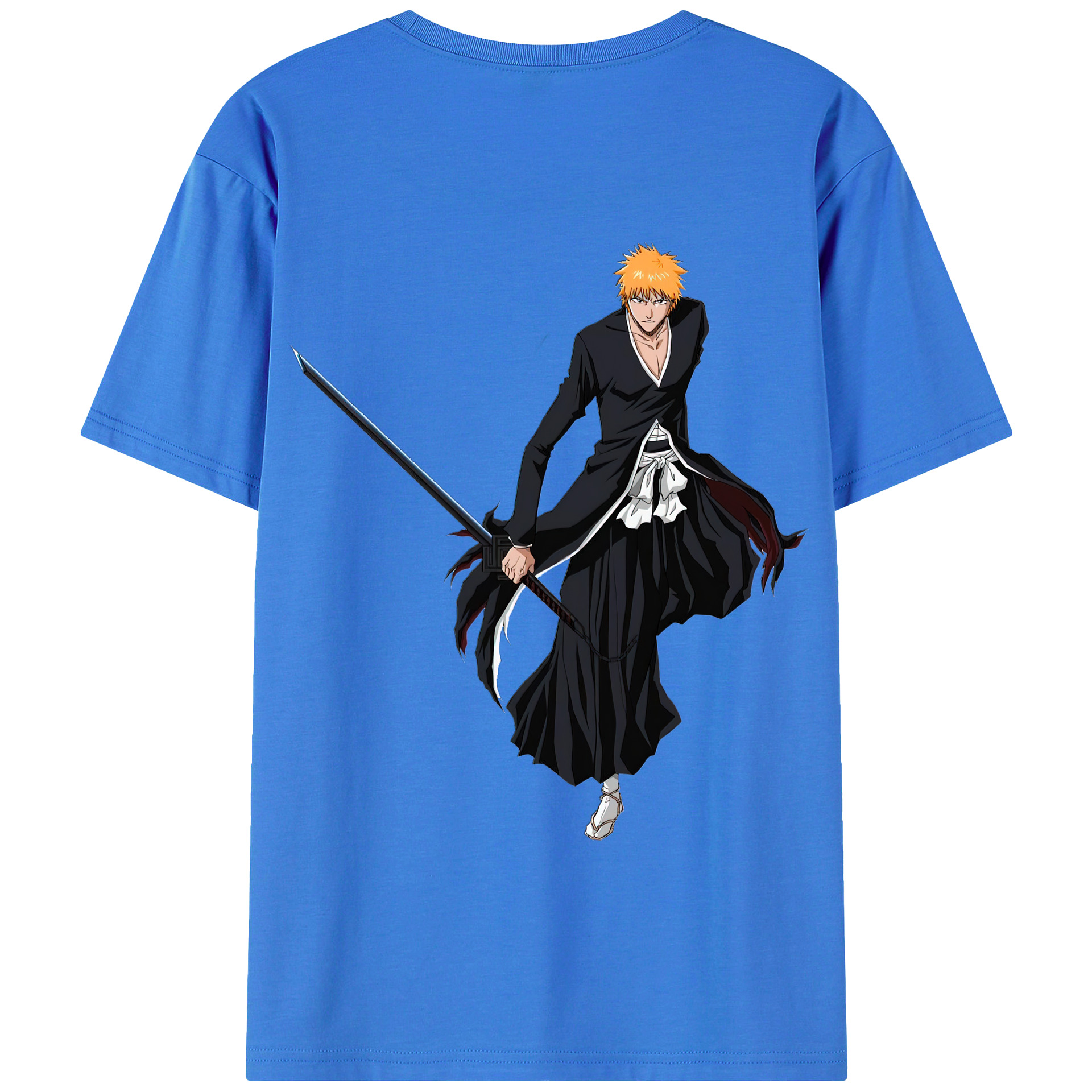 （画像用） ブリーチ 黒崎一護（くろさき いちご）BLEACH Kurosaki Ichigo 綿100％半袖Tシャツ（背面プリント）