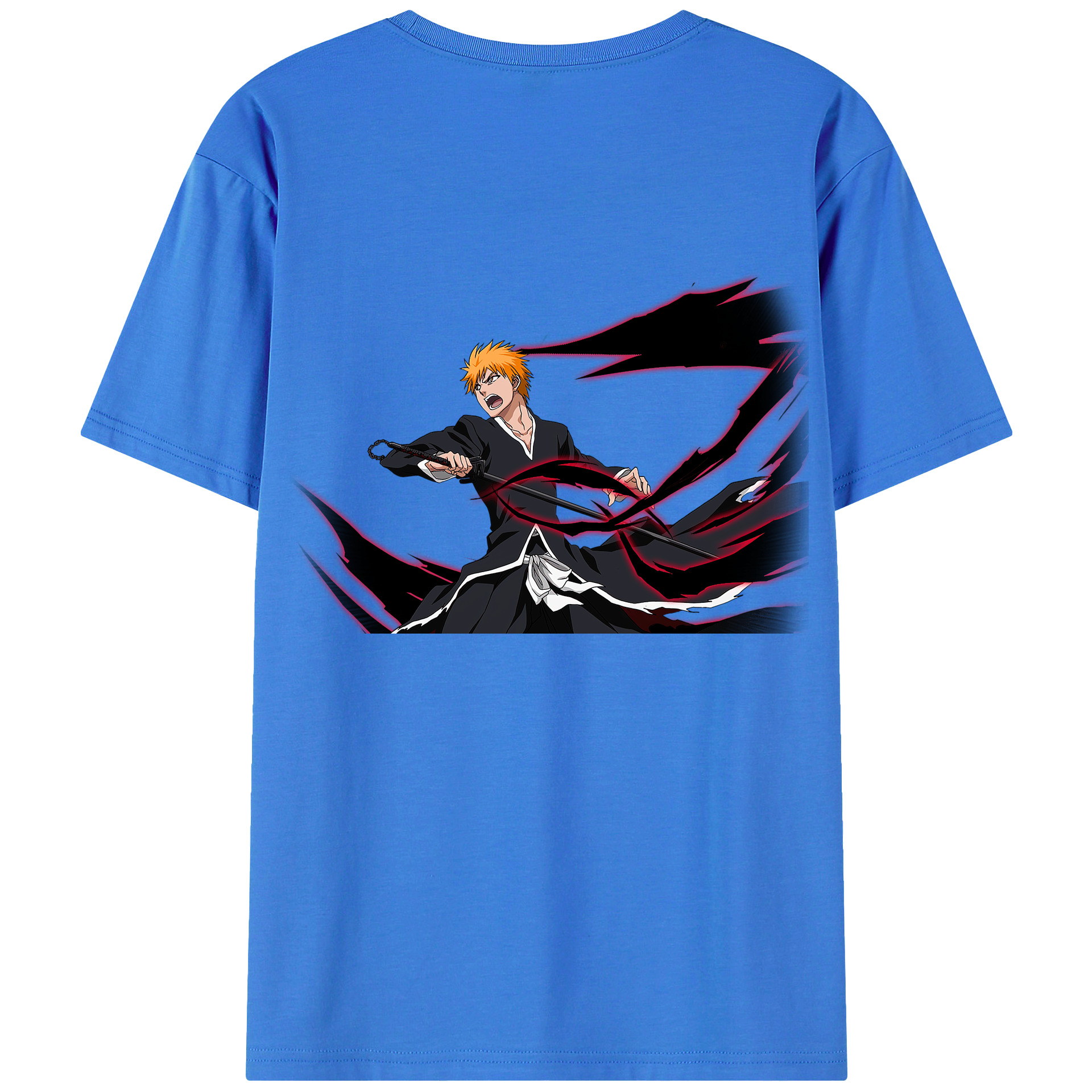 （画像用） ブリーチ 黒崎一護（くろさき いちご）BLEACH Kurosaki Ichigo 綿100％半袖Tシャツ（背面プリント）
