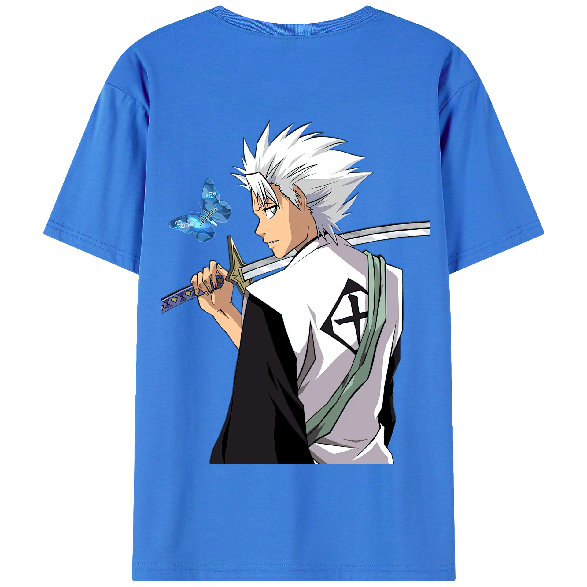 （画像用） ブリーチ 日番谷冬獅郎（ひつがや とうしろう） BLEACH Hitsugaya Toushirou 綿100％半袖Tシャツ（背面プリント）