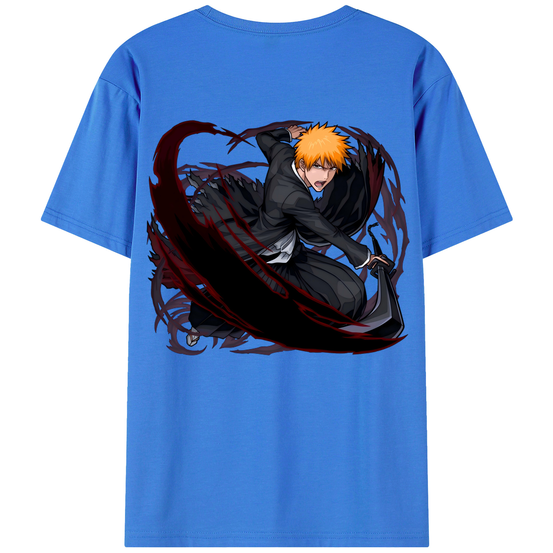 （画像用） ブリーチ 黒崎一護（くろさき いちご）BLEACH Kurosaki Ichigo 綿100％半袖Tシャツ（背面プリント）