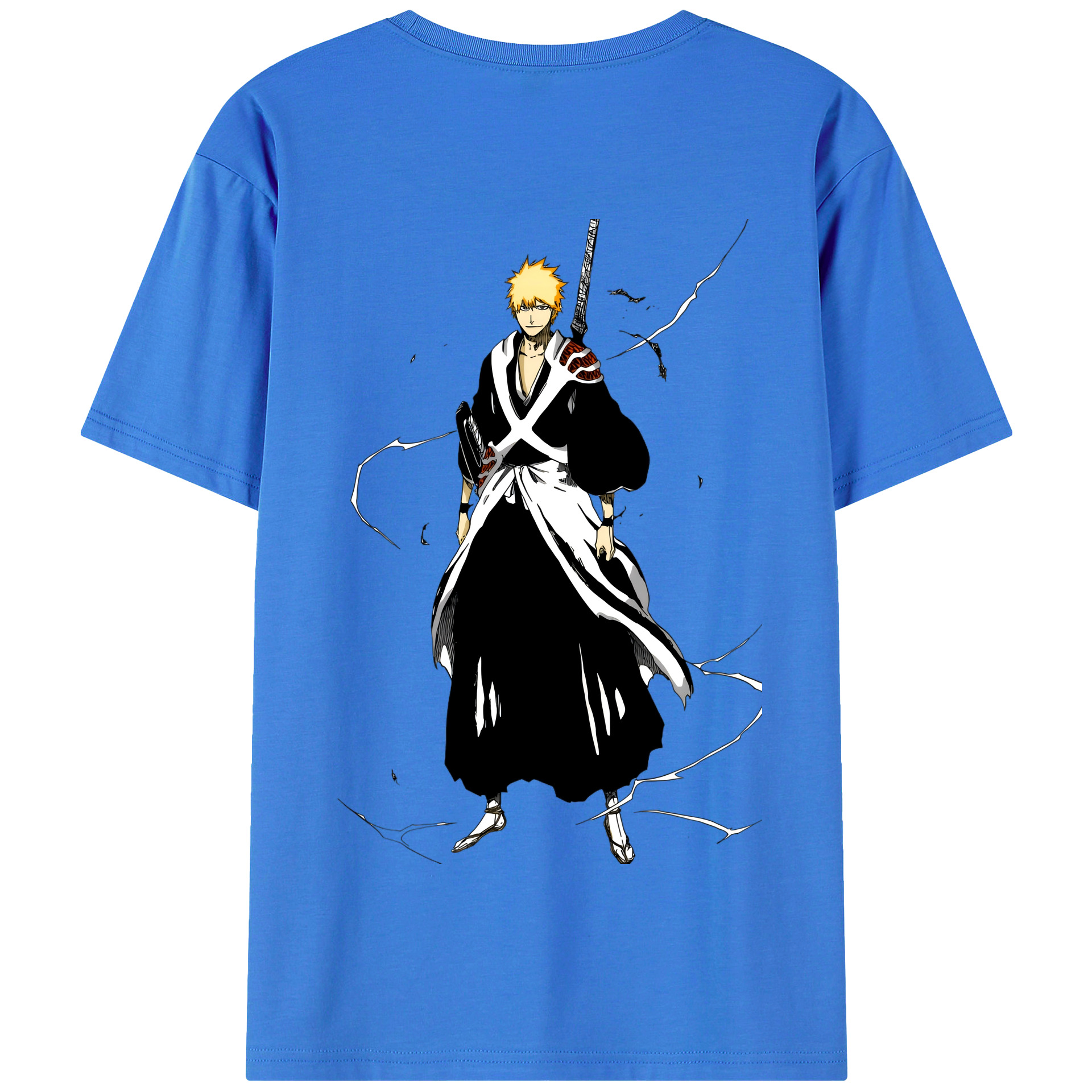 （画像用） ブリーチ 黒崎一護（くろさき いちご）BLEACH Kurosaki Ichigo 綿100％半袖Tシャツ（背面プリント）