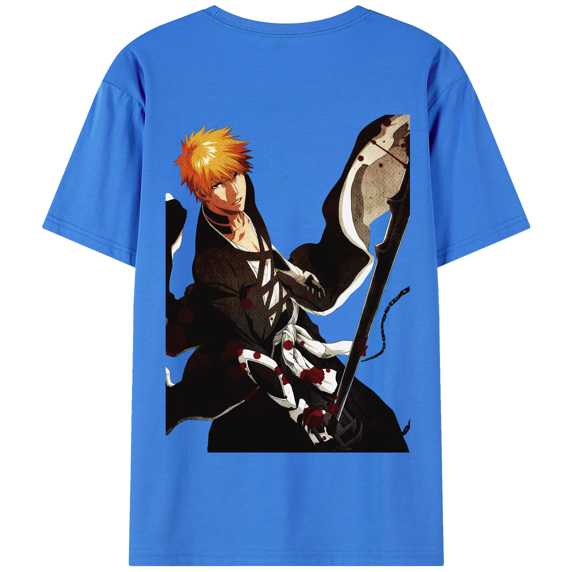 （画像用） ブリーチ 黒崎一護（くろさき いちご）BLEACH Kurosaki Ichigo 綿100％半袖Tシャツ（背面プリント）