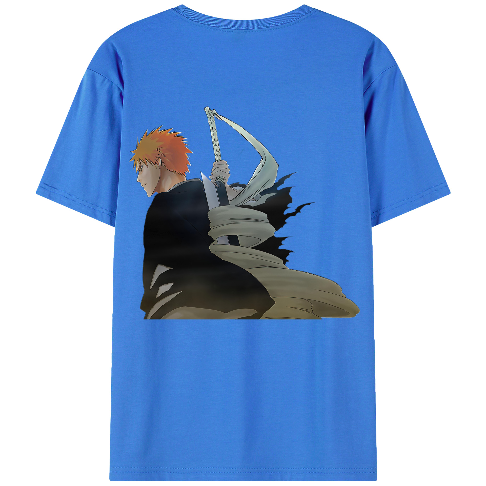 （画像用） ブリーチ 黒崎一護（くろさき いちご）BLEACH Kurosaki Ichigo 綿100％半袖Tシャツ（背面プリント）