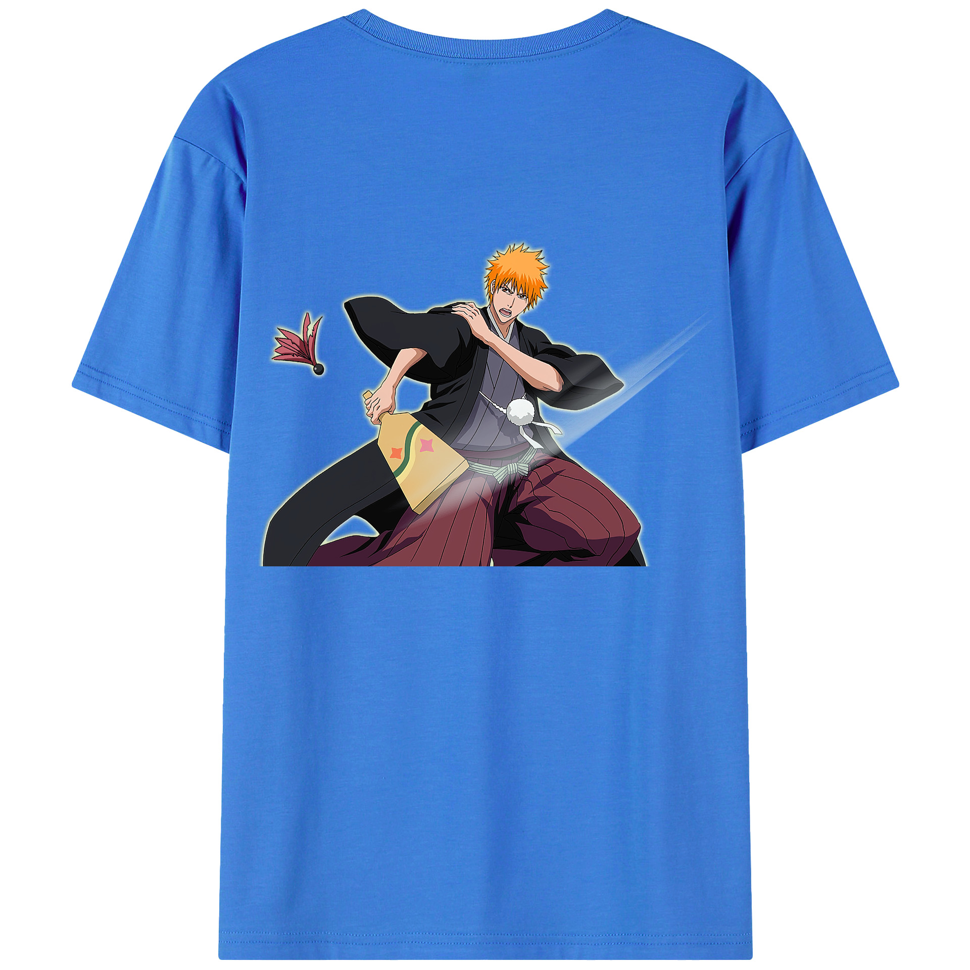 （画像用） ブリーチ 黒崎一護（くろさき いちご）BLEACH Kurosaki Ichigo 綿100％半袖Tシャツ（背面プリント）