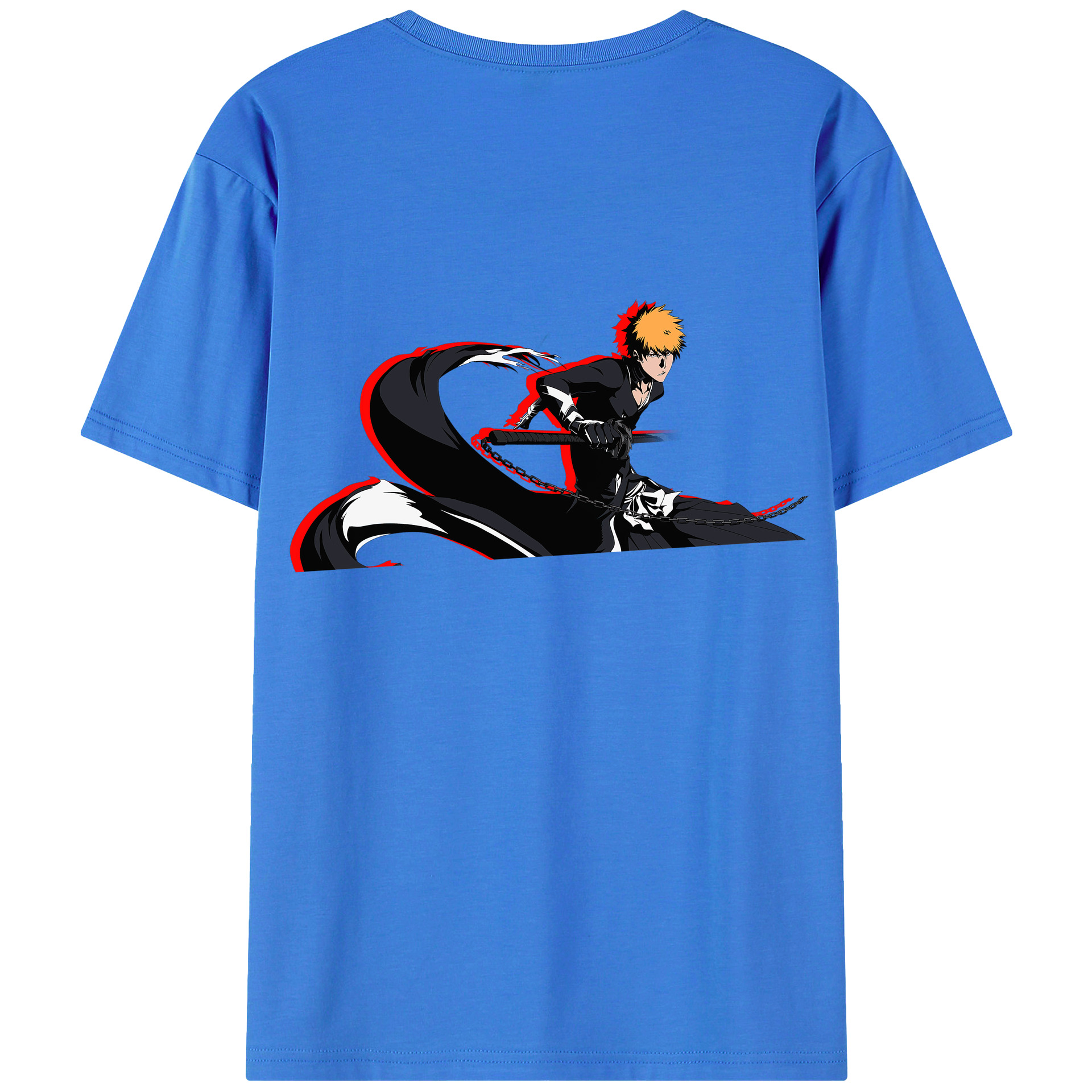 （画像用） ブリーチ 黒崎一護（くろさき いちご）BLEACH Kurosaki Ichigo 綿100％半袖Tシャツ（背面プリント）