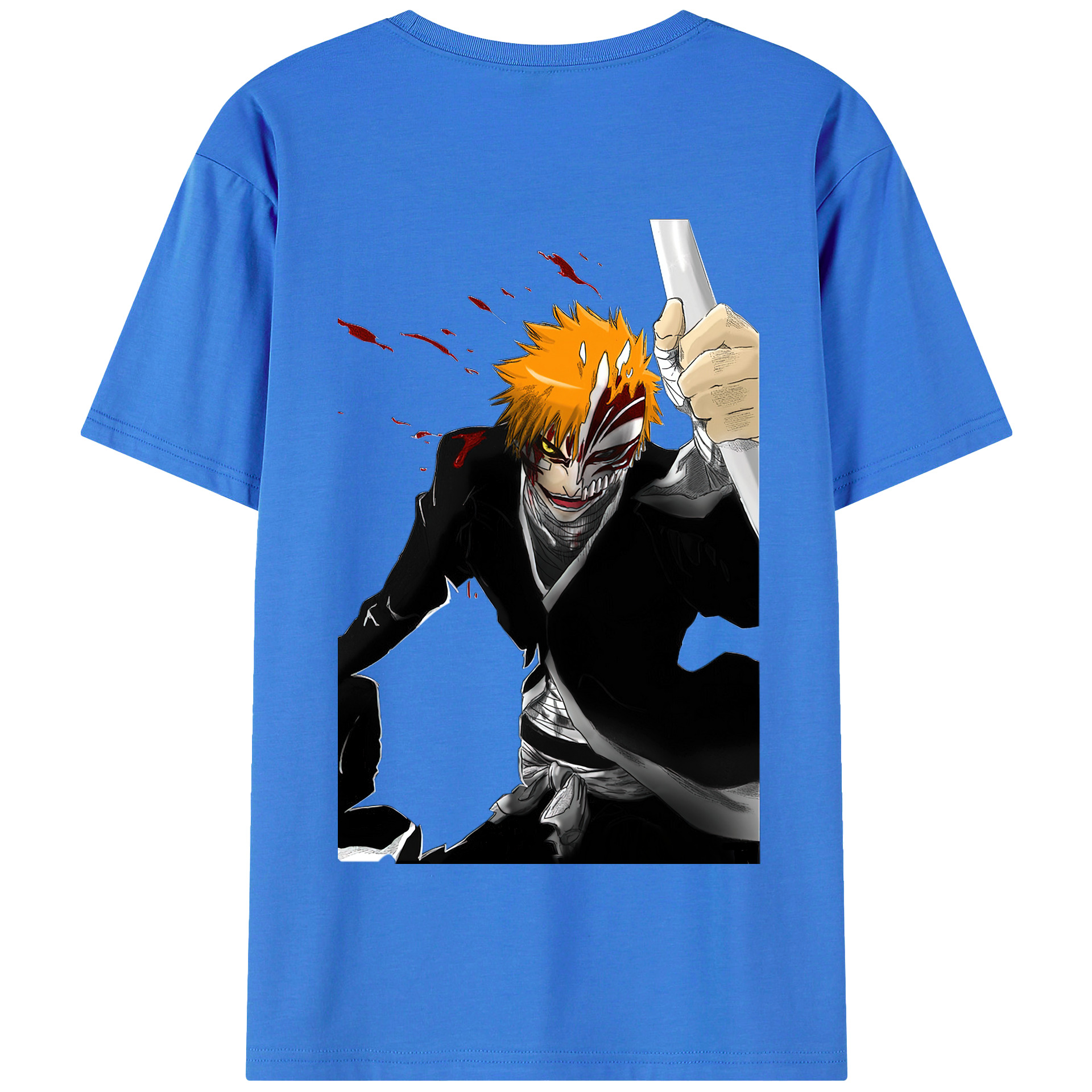 （画像用） ブリーチ 黒崎一護（くろさき いちご）BLEACH Kurosaki Ichigo 綿100％半袖Tシャツ（背面プリント）