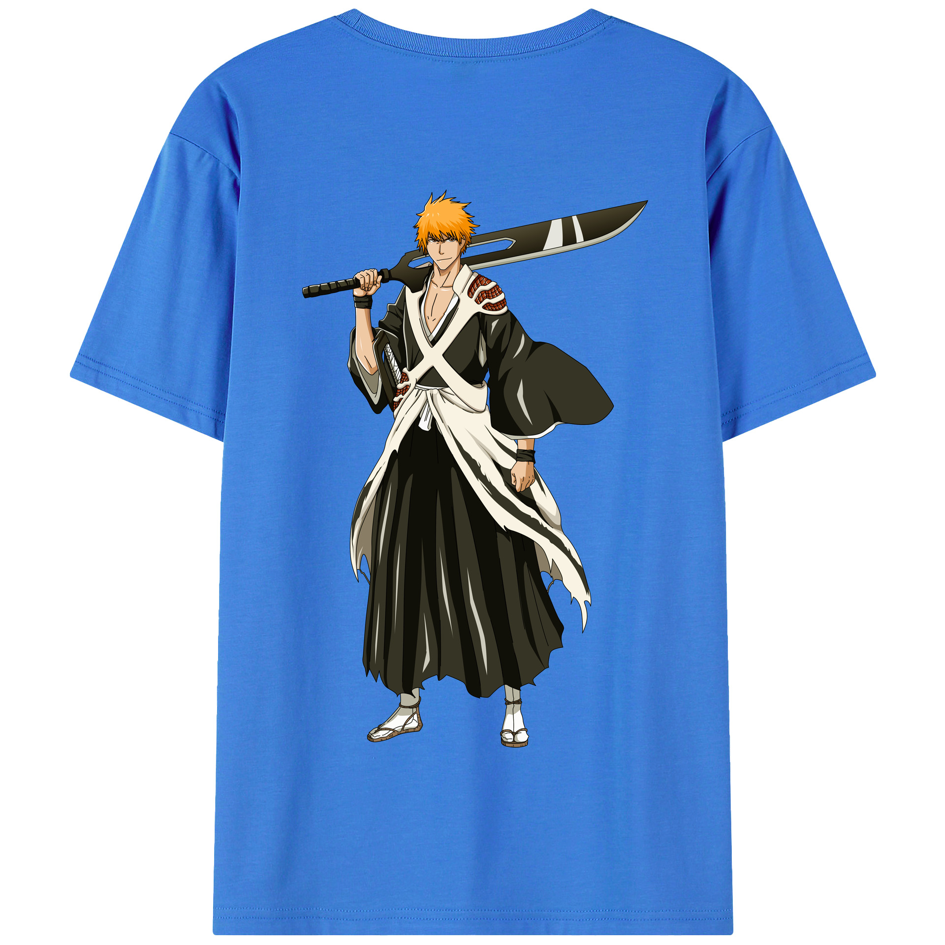 （画像用） ブリーチ 黒崎一護（くろさき いちご）BLEACH Kurosaki Ichigo 綿100％半袖Tシャツ（背面プリント）