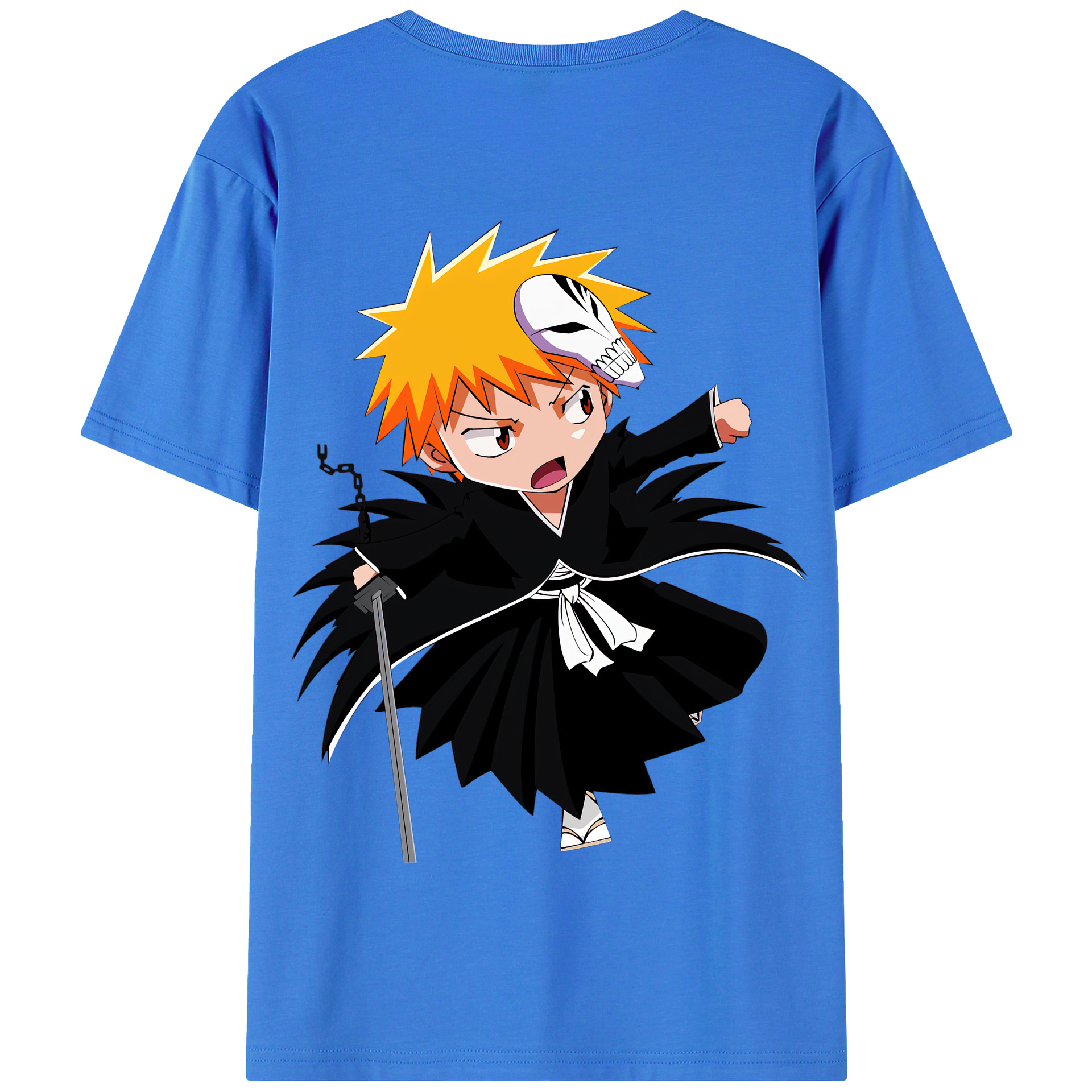 （画像用） ブリーチ 黒崎一護（くろさき いちご）BLEACH Kurosaki Ichigo 綿100％半袖Tシャツ（背面プリント）