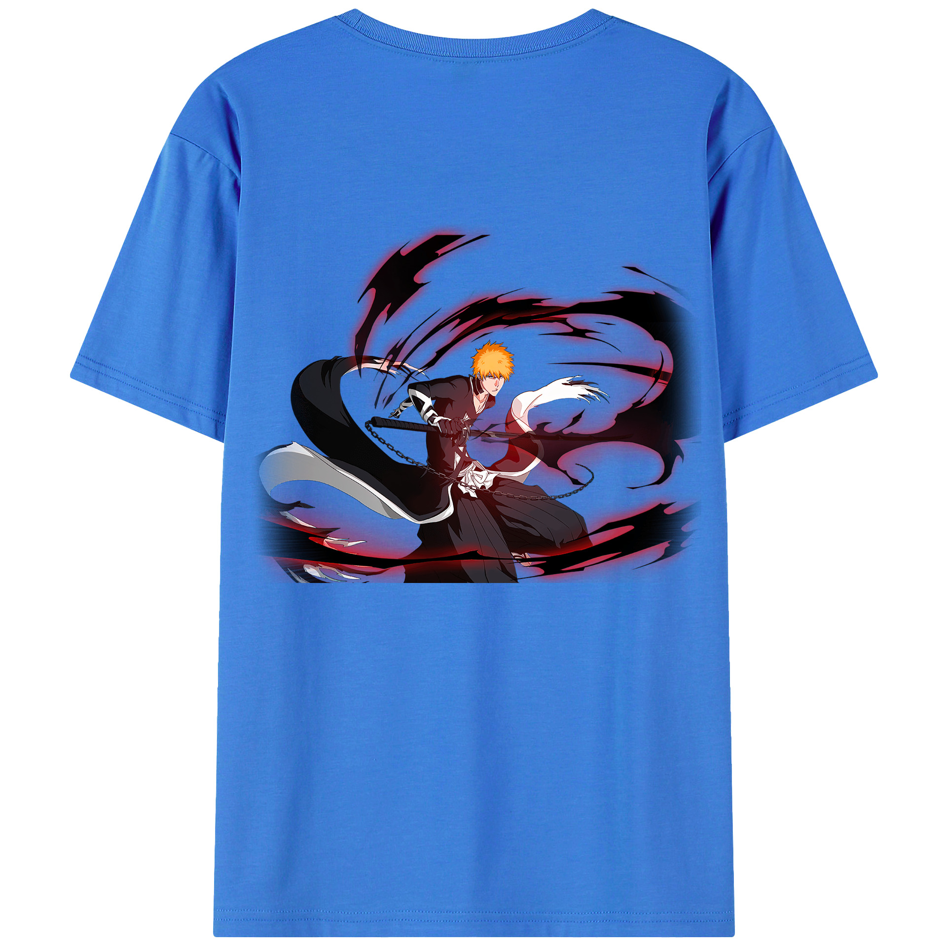 （画像用） ブリーチ 黒崎一護（くろさき いちご）BLEACH Kurosaki Ichigo 綿100％半袖Tシャツ（背面プリント）