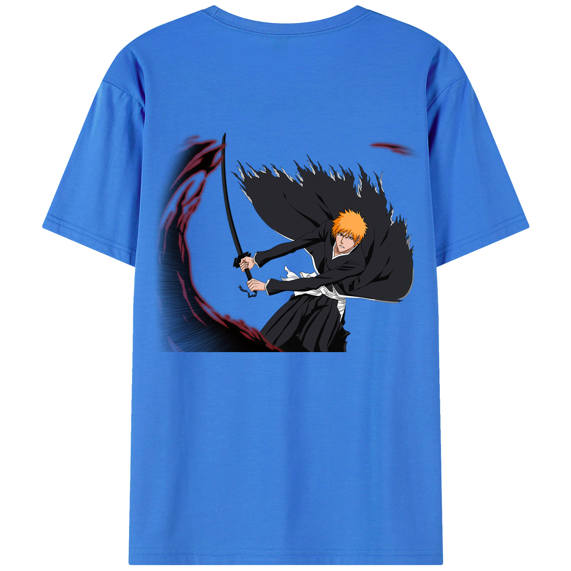 （画像用） ブリーチ 黒崎一護（くろさき いちご）BLEACH Kurosaki Ichigo 綿100％半袖Tシャツ（背面プリント）