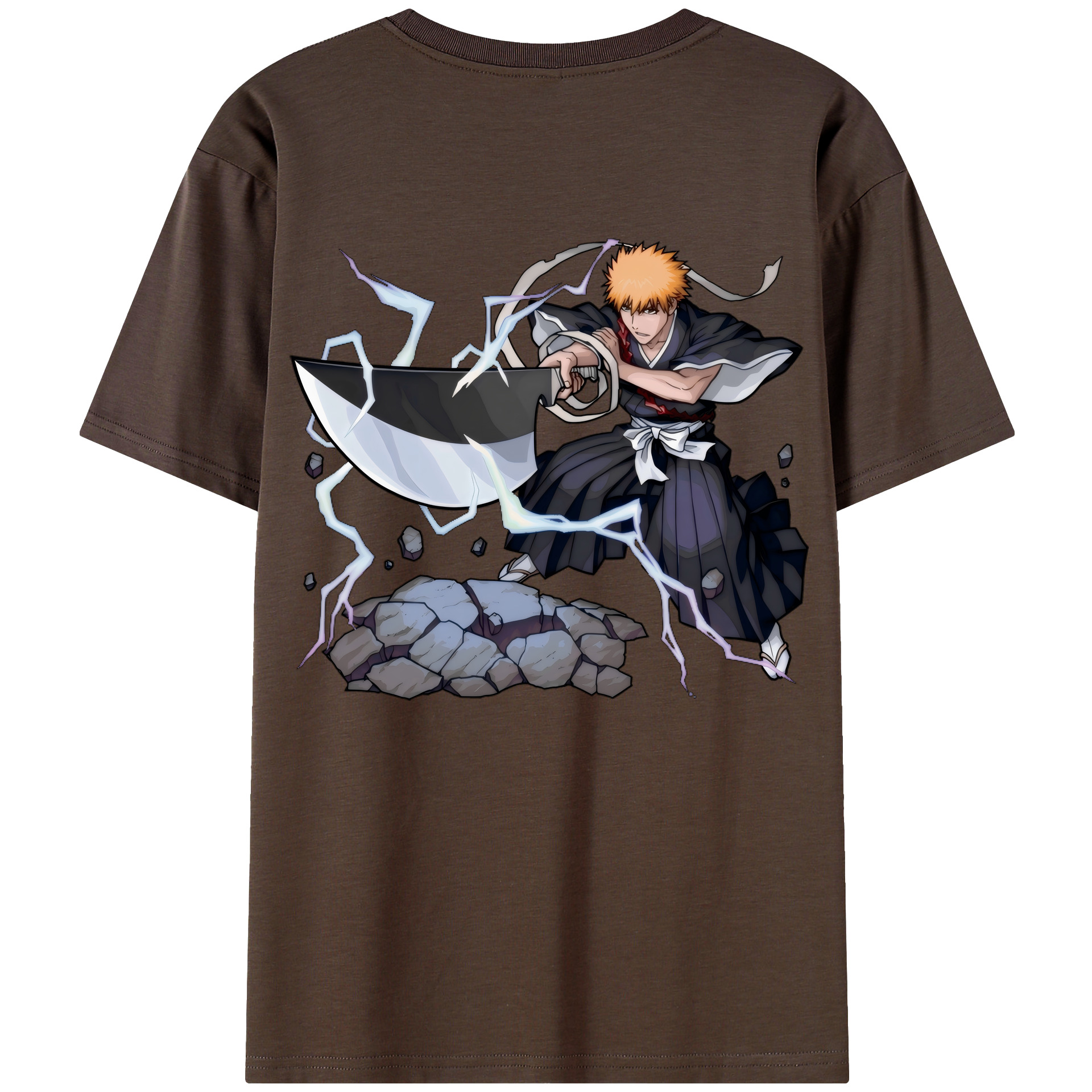 （画像用） ブリーチ 黒崎一護（くろさき いちご）BLEACH Kurosaki Ichigo 綿100％半袖Tシャツ（背面プリント）