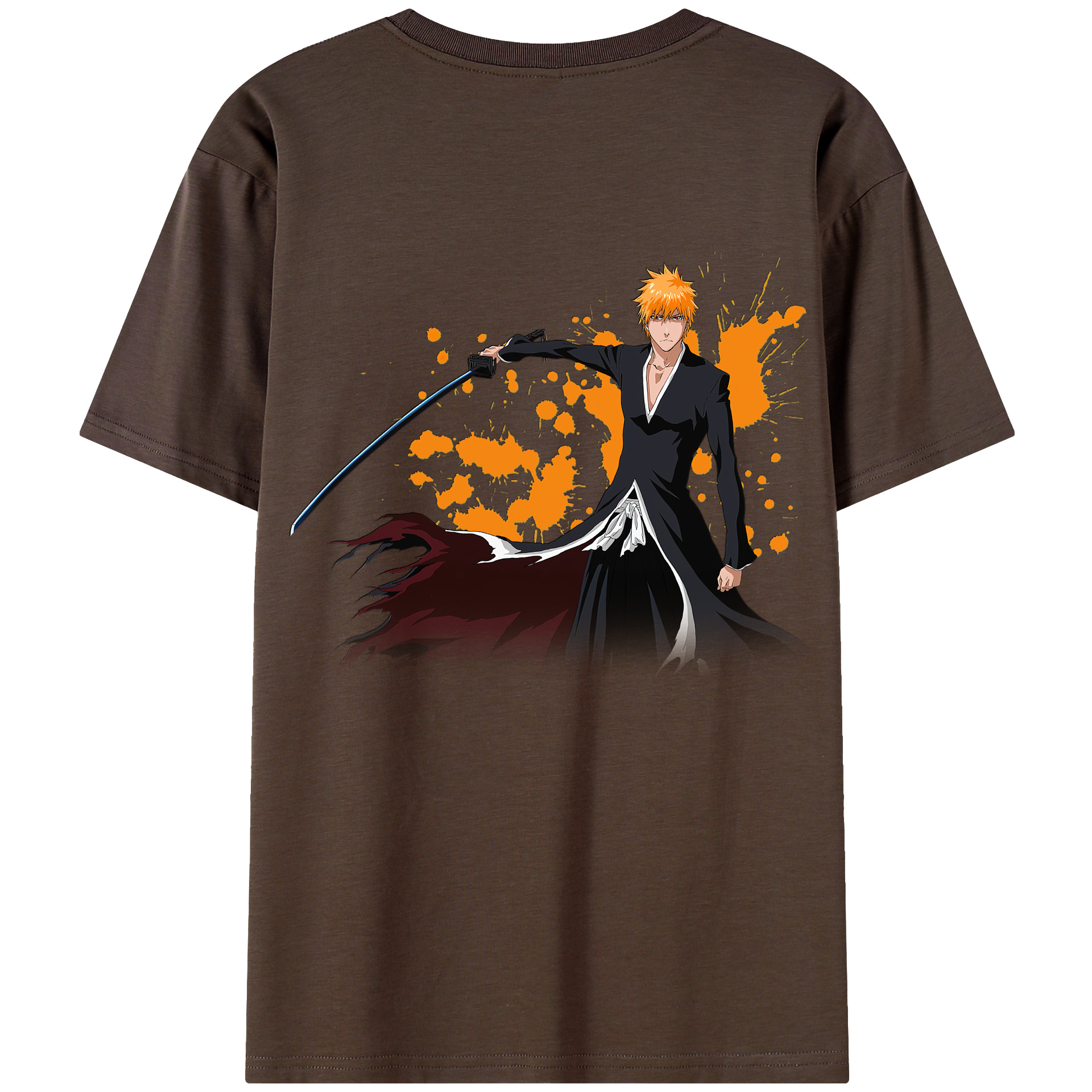 （画像用） ブリーチ 黒崎一護（くろさき いちご）BLEACH Kurosaki Ichigo 綿100％半袖Tシャツ（背面プリント）