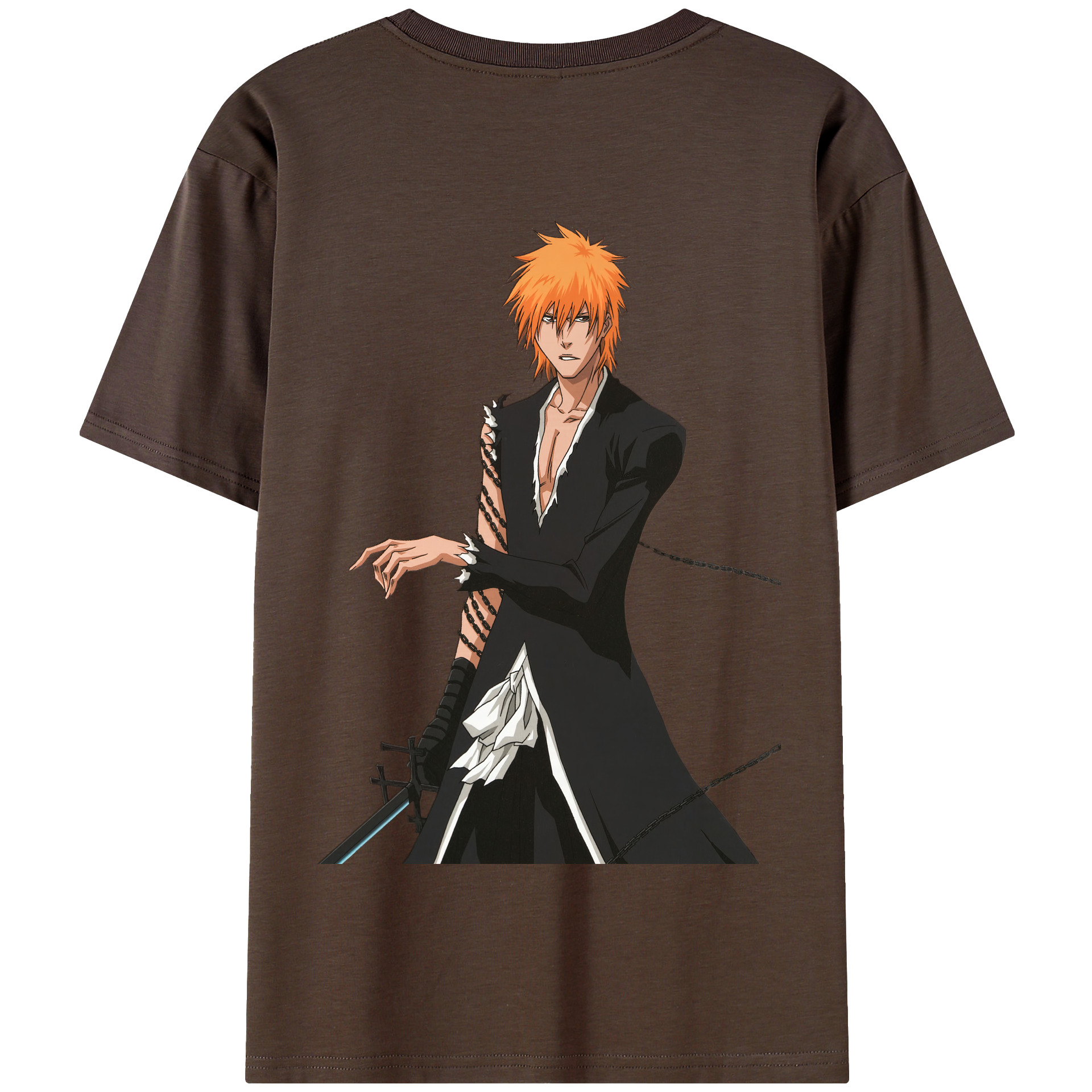 （画像用） ブリーチ 黒崎一護（くろさき いちご）BLEACH Kurosaki Ichigo 綿100％半袖Tシャツ（背面プリント）