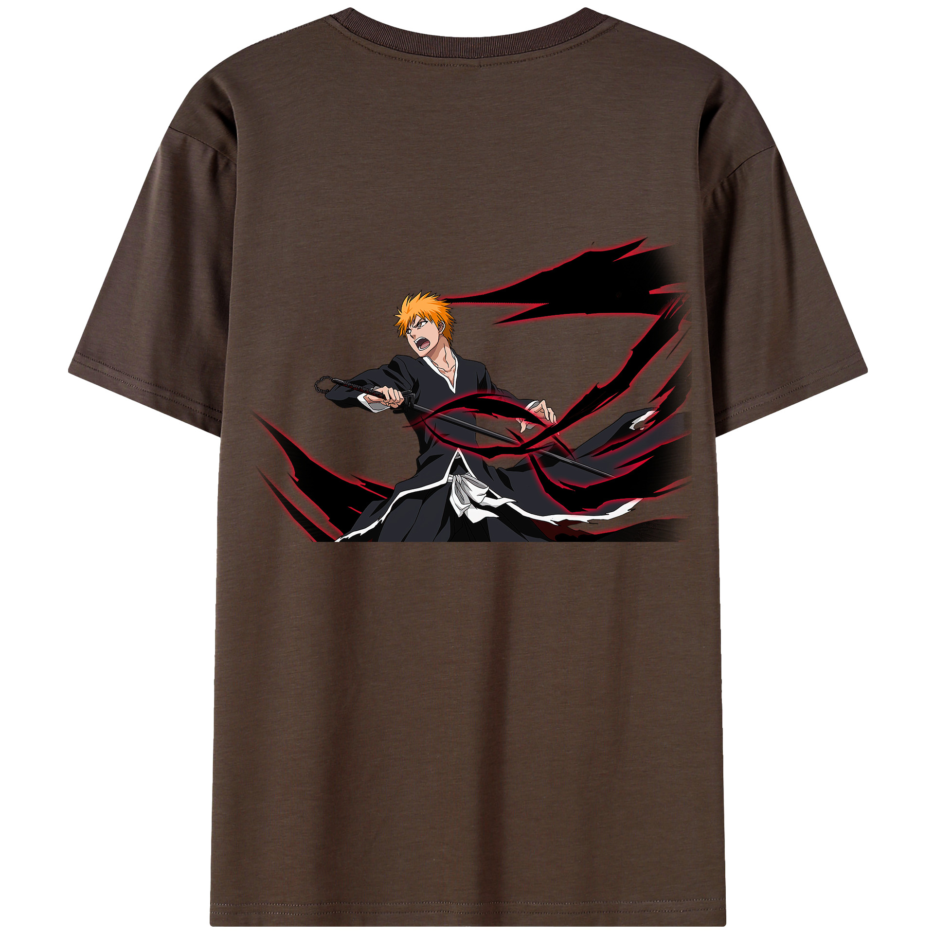 （画像用） ブリーチ 黒崎一護（くろさき いちご）BLEACH Kurosaki Ichigo 綿100％半袖Tシャツ（背面プリント）