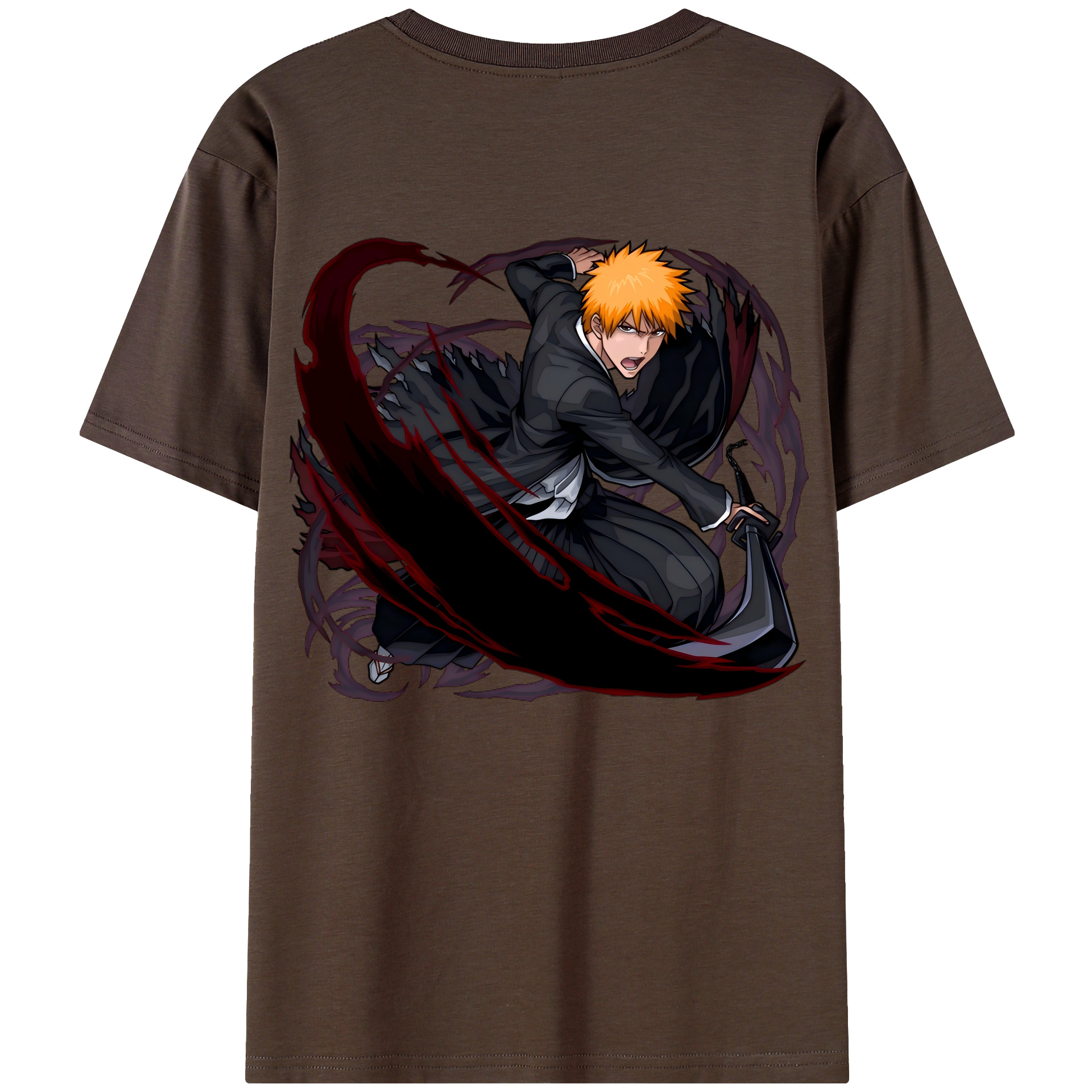 （画像用） ブリーチ 黒崎一護（くろさき いちご）BLEACH Kurosaki Ichigo 綿100％半袖Tシャツ（背面プリント）