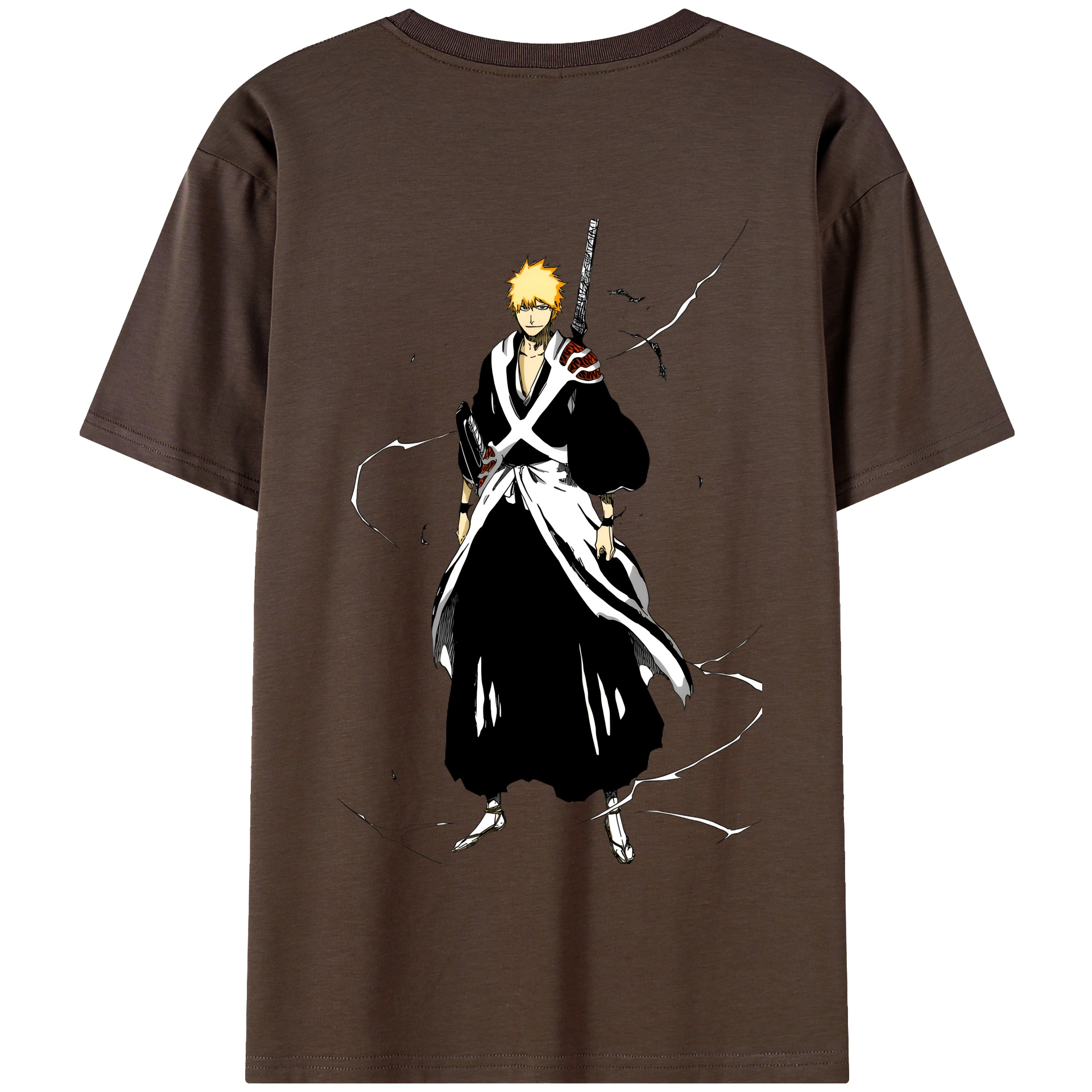 （画像用） ブリーチ 黒崎一護（くろさき いちご）BLEACH Kurosaki Ichigo 綿100％半袖Tシャツ（背面プリント）
