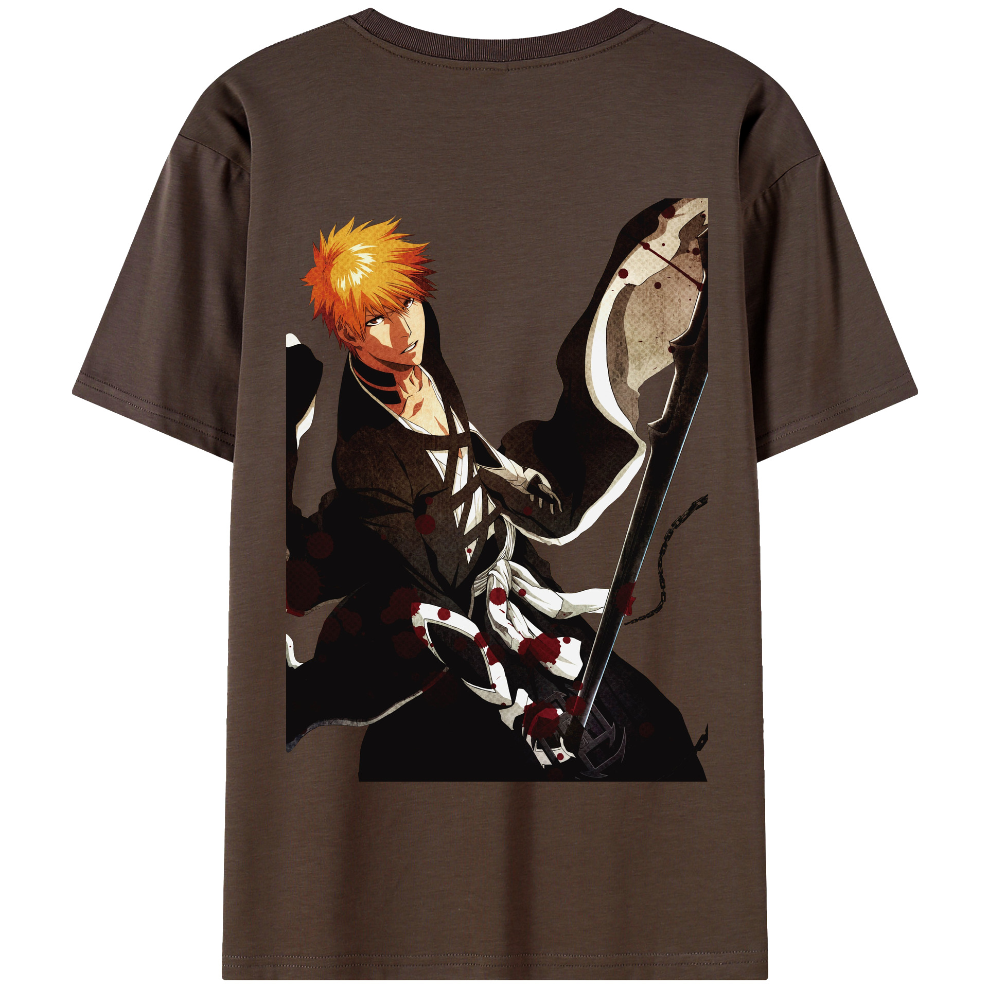（画像用） ブリーチ 黒崎一護（くろさき いちご）BLEACH Kurosaki Ichigo 綿100％半袖Tシャツ（背面プリント）