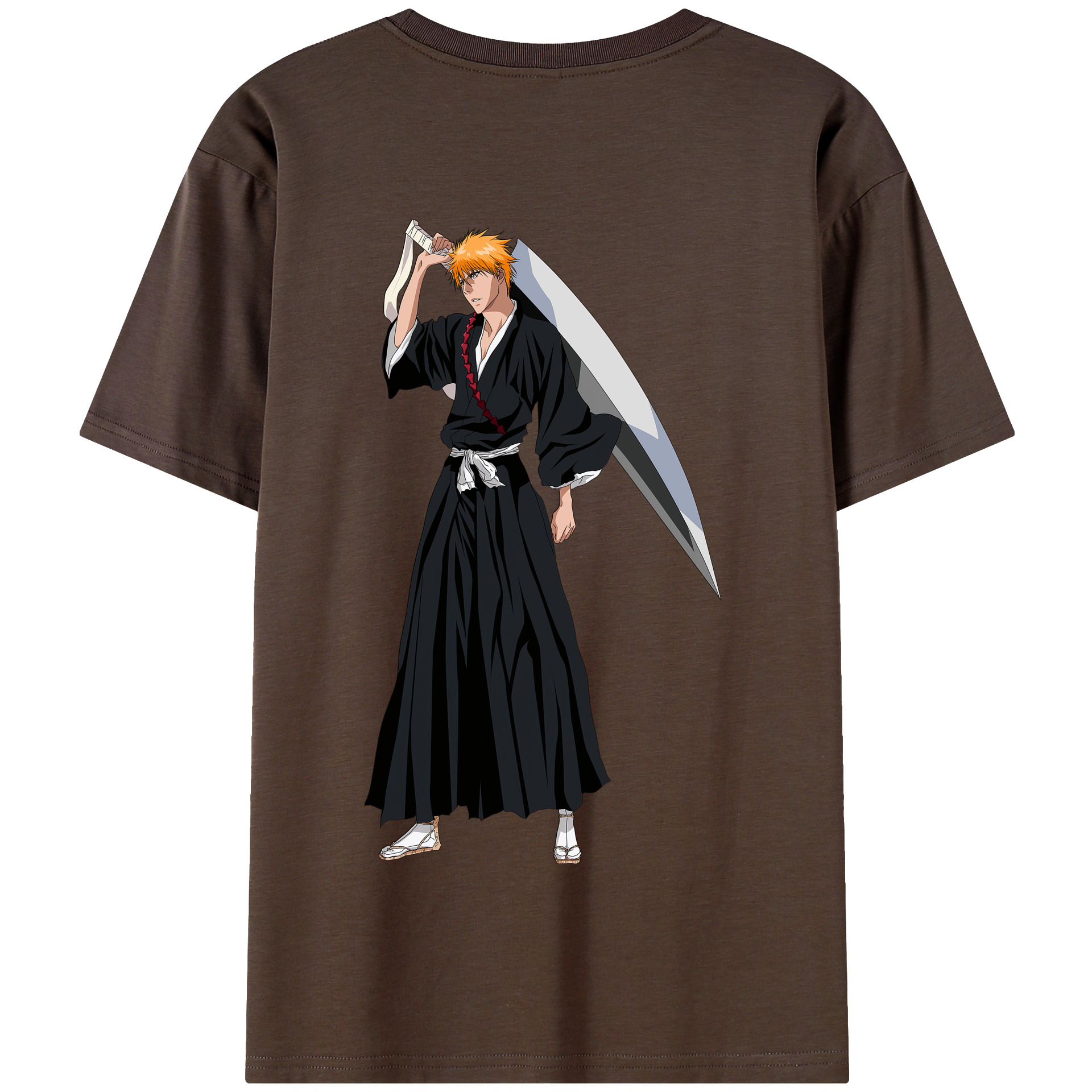 （画像用） ブリーチ 黒崎一護（くろさき いちご）BLEACH Kurosaki Ichigo 綿100％半袖Tシャツ（背面プリント）