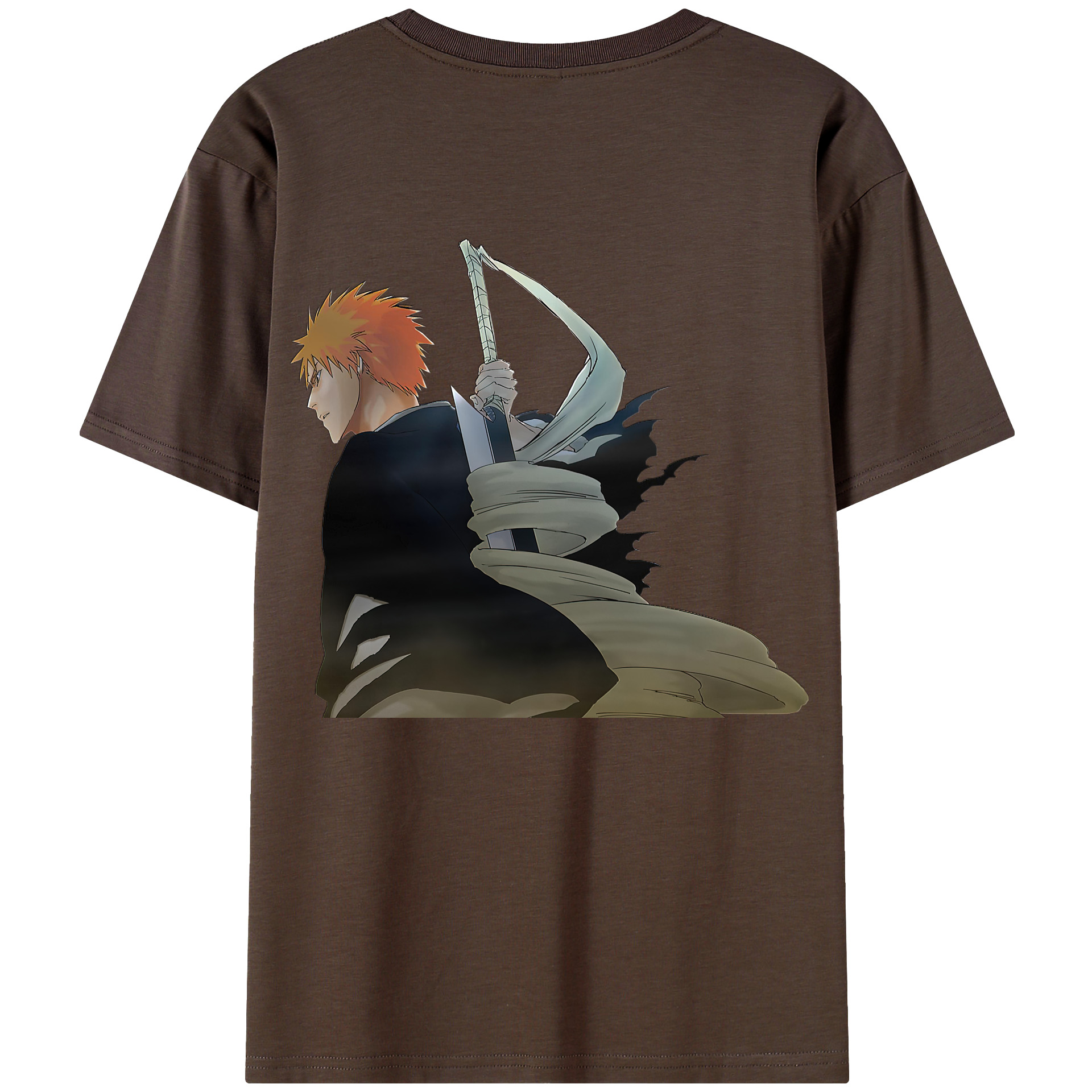 （画像用） ブリーチ 黒崎一護（くろさき いちご）BLEACH Kurosaki Ichigo 綿100％半袖Tシャツ（背面プリント）