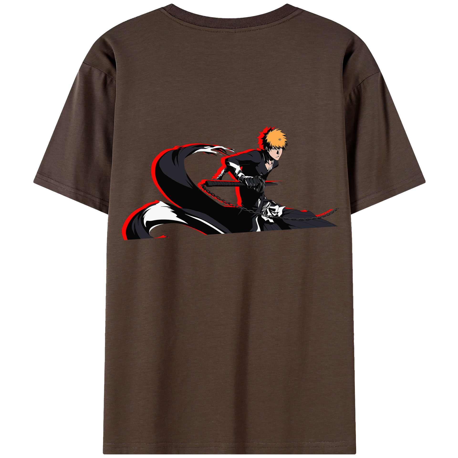 （画像用） ブリーチ 黒崎一護（くろさき いちご）BLEACH Kurosaki Ichigo 綿100％半袖Tシャツ（背面プリント）