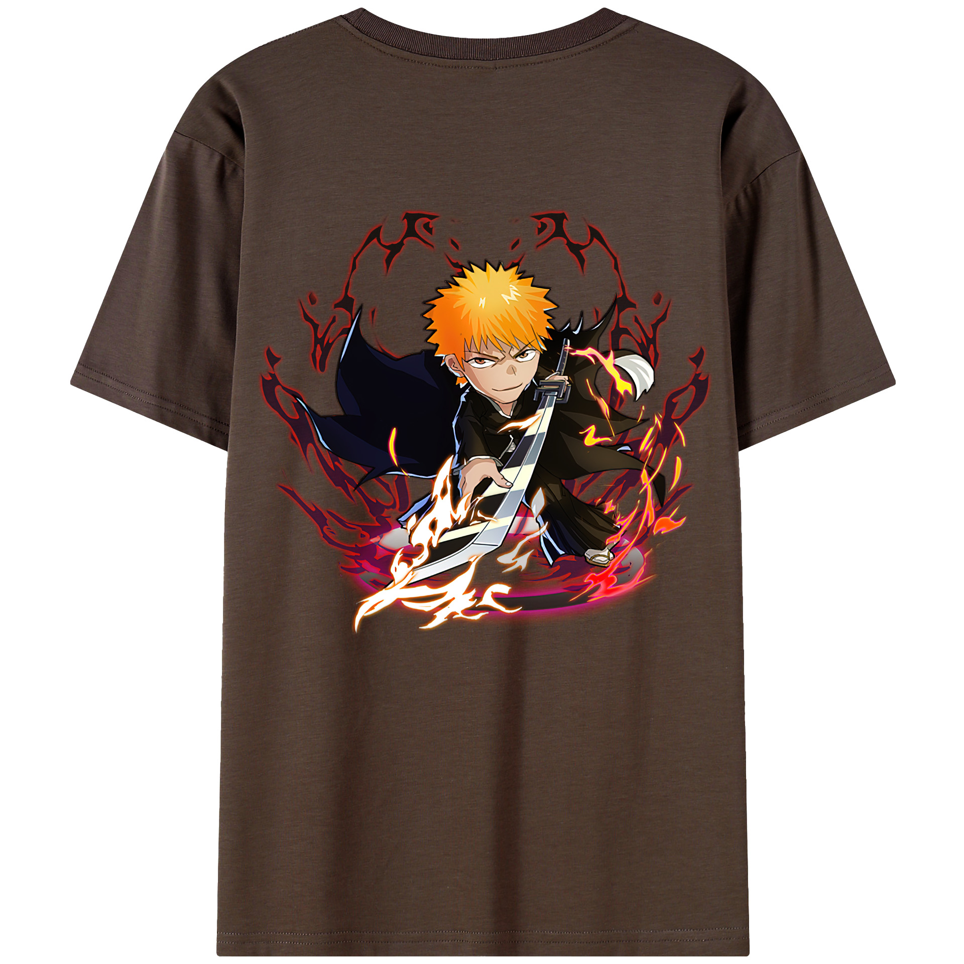 （画像用） ブリーチ 黒崎一護（くろさき いちご）BLEACH Kurosaki Ichigo 綿100％半袖Tシャツ（背面プリント）
