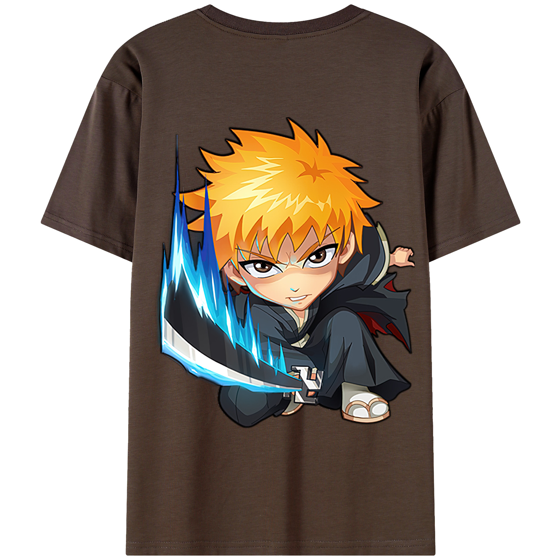 （画像用） ブリーチ 黒崎一護（くろさき いちご）BLEACH Kurosaki Ichigo 綿100％半袖Tシャツ（背面プリント）