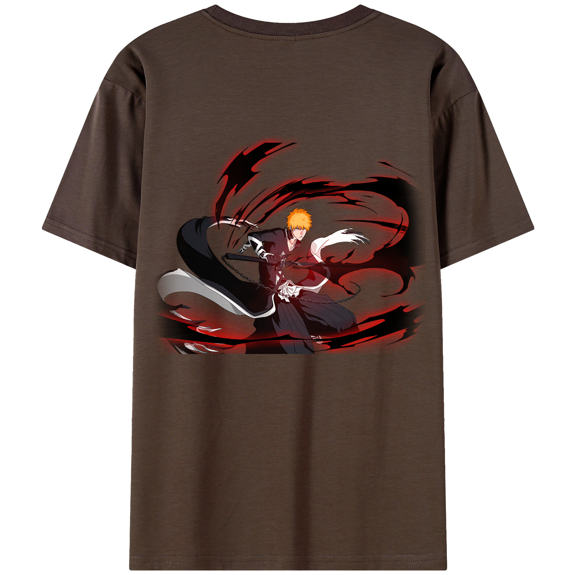 （画像用） ブリーチ 黒崎一護（くろさき いちご）BLEACH Kurosaki Ichigo 綿100％半袖Tシャツ（背面プリント）