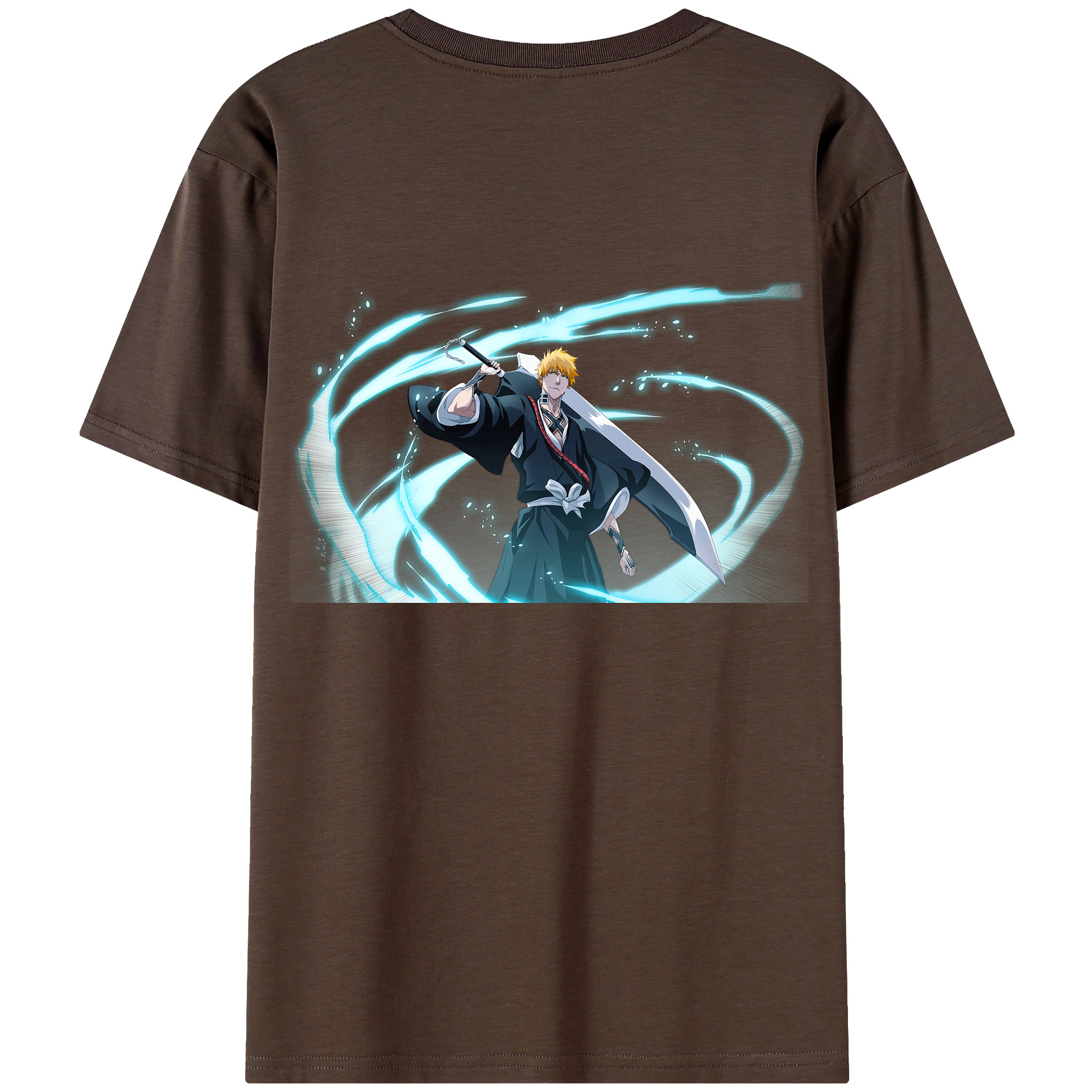 （画像用） ブリーチ 黒崎一護（くろさき いちご）BLEACH Kurosaki Ichigo 綿100％半袖Tシャツ（背面プリント）