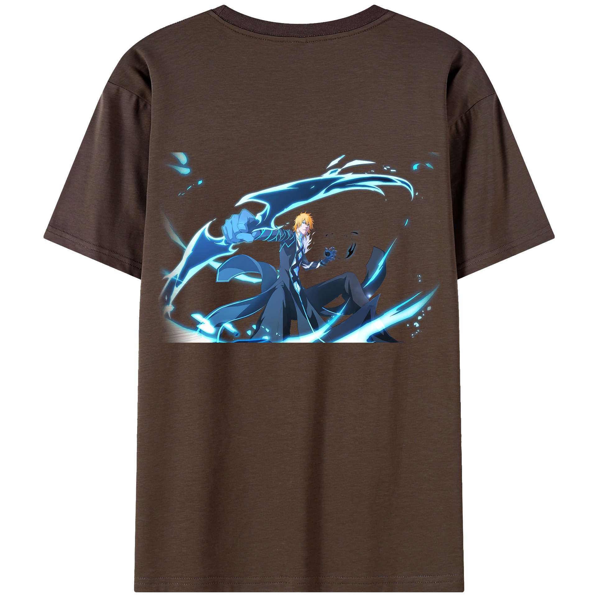 （画像用） ブリーチ 黒崎一護（くろさき いちご）BLEACH Kurosaki Ichigo 綿100％半袖Tシャツ（背面プリント）