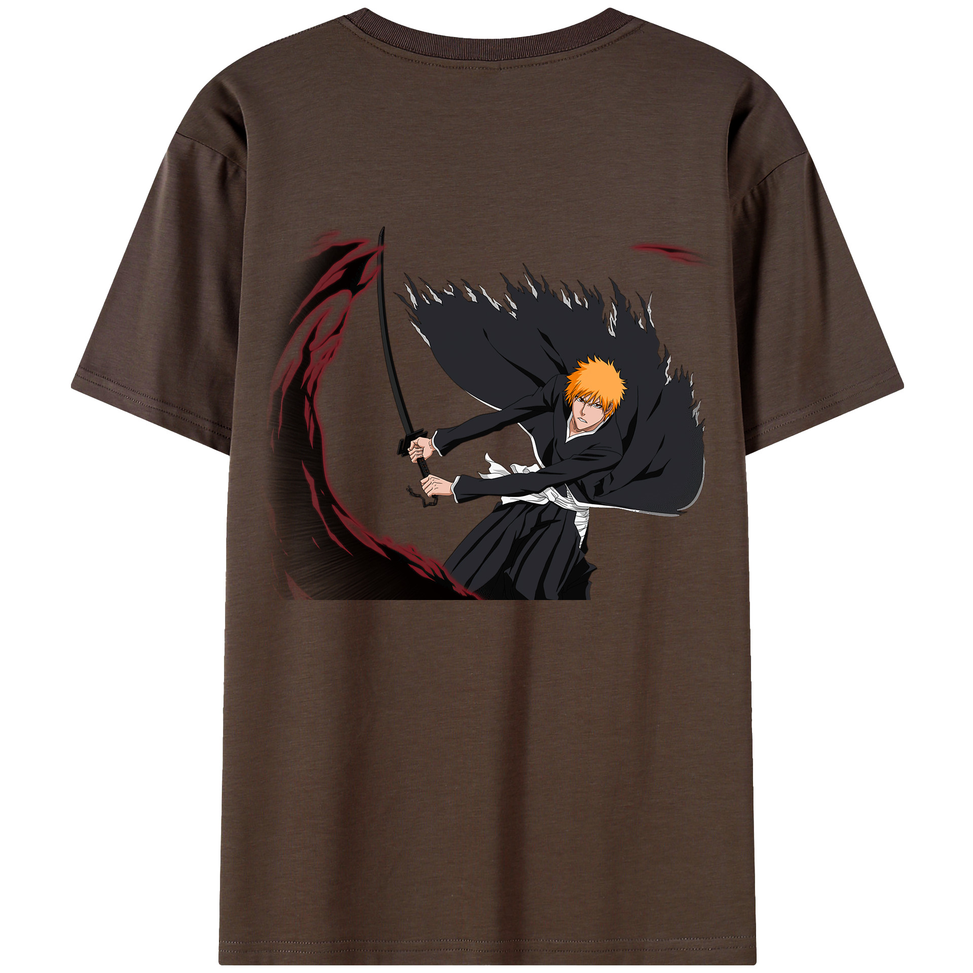 （画像用） ブリーチ 黒崎一護（くろさき いちご）BLEACH Kurosaki Ichigo 綿100％半袖Tシャツ（背面プリント）