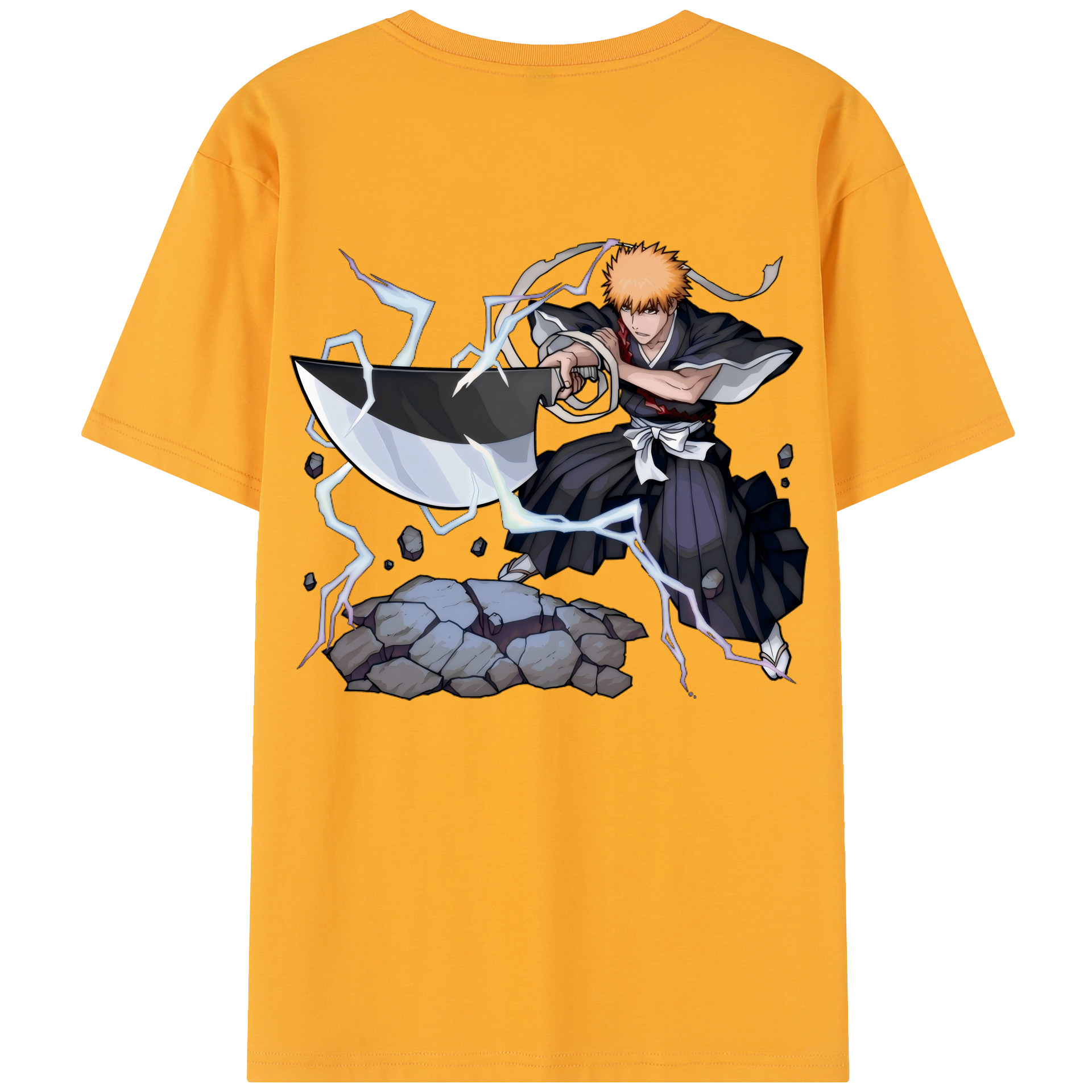 （画像用） ブリーチ 黒崎一護（くろさき いちご）BLEACH Kurosaki Ichigo 綿100％半袖Tシャツ（背面プリント）