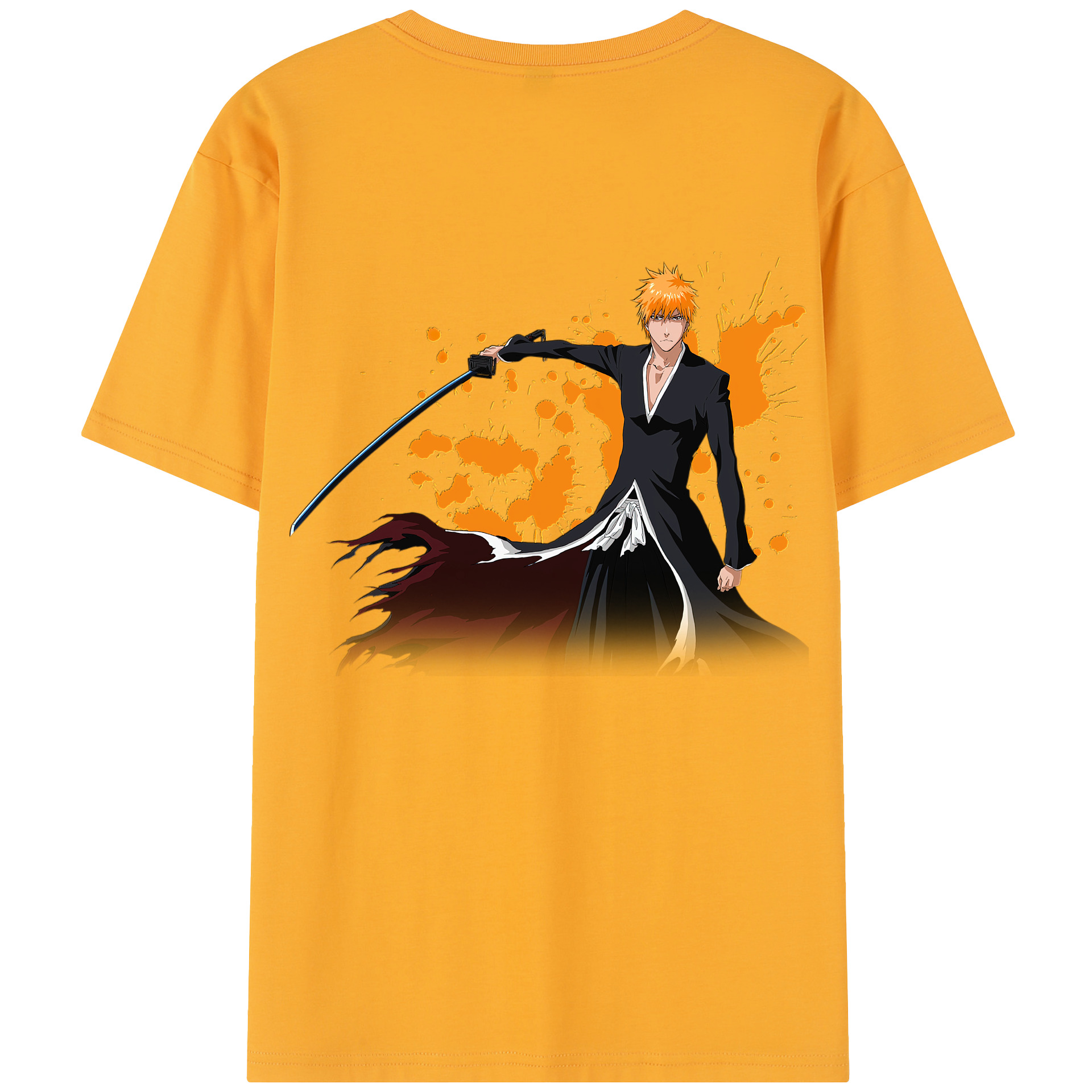 （画像用） ブリーチ 黒崎一護（くろさき いちご）BLEACH Kurosaki Ichigo 綿100％半袖Tシャツ（背面プリント）