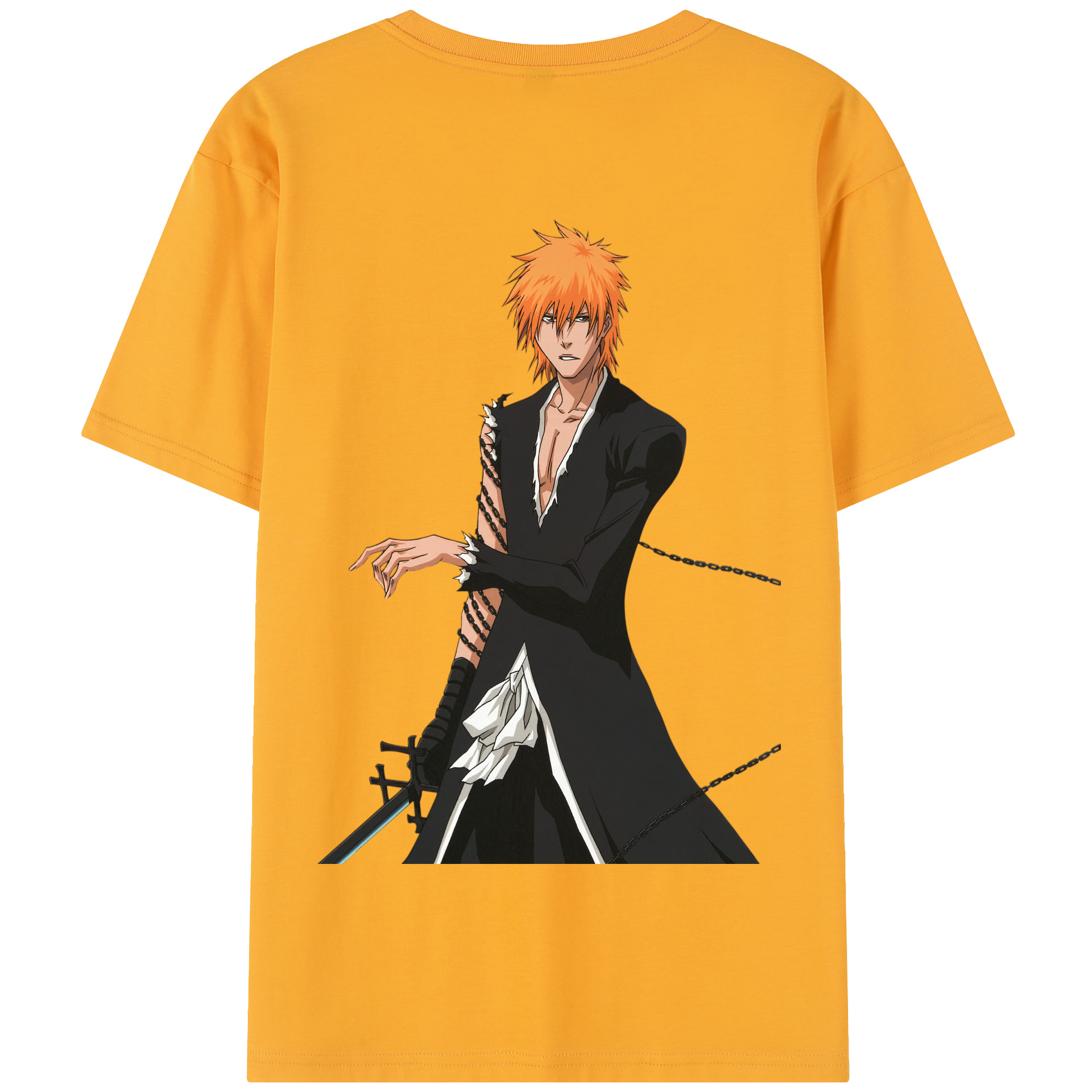 （画像用） ブリーチ 黒崎一護（くろさき いちご）BLEACH Kurosaki Ichigo 綿100％半袖Tシャツ（背面プリント）