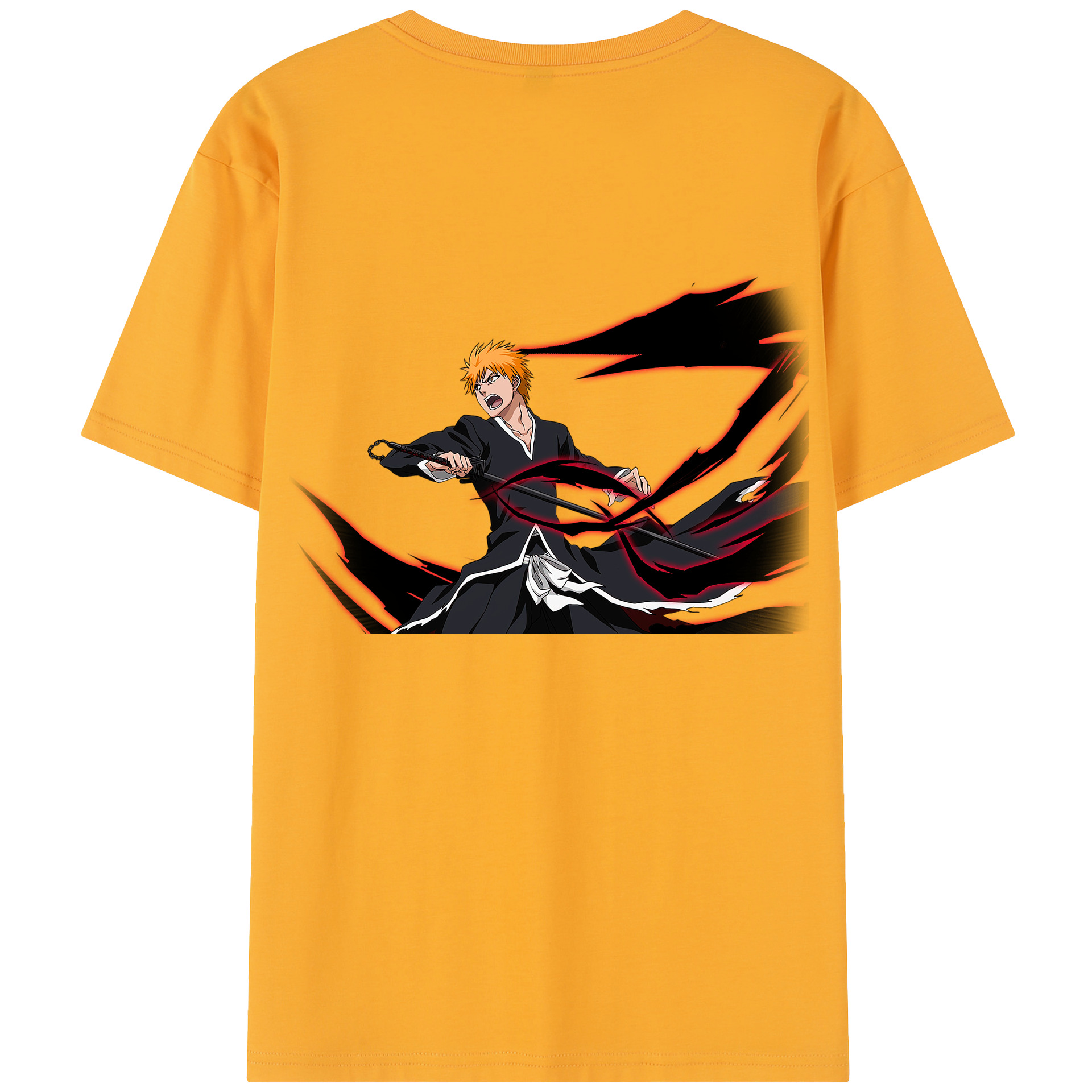（画像用） ブリーチ 黒崎一護（くろさき いちご）BLEACH Kurosaki Ichigo 綿100％半袖Tシャツ（背面プリント）
