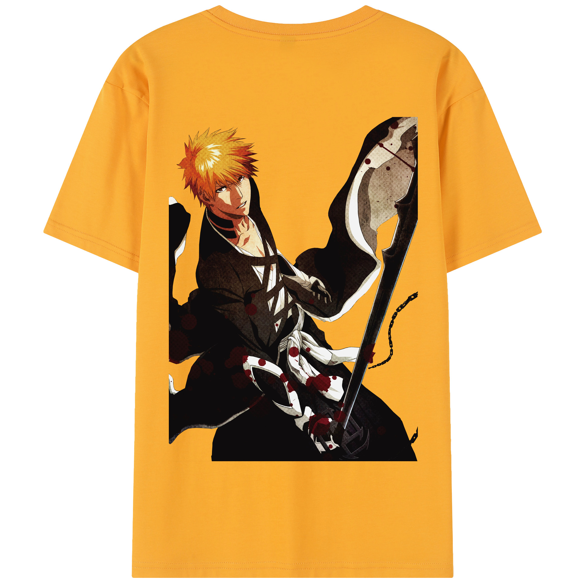 （画像用） ブリーチ 黒崎一護（くろさき いちご）BLEACH Kurosaki Ichigo 綿100％半袖Tシャツ（背面プリント）