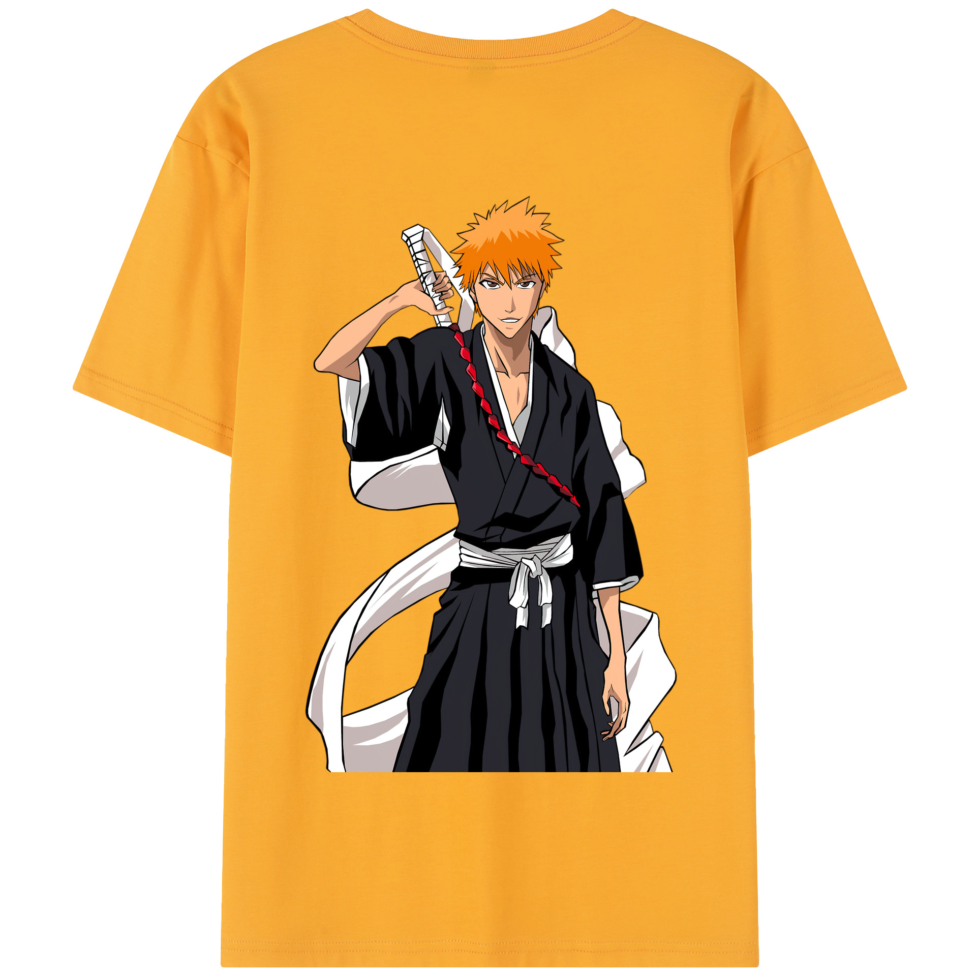 （画像用） ブリーチ 黒崎一護（くろさき いちご）BLEACH Kurosaki Ichigo 綿100％半袖Tシャツ（背面プリント）