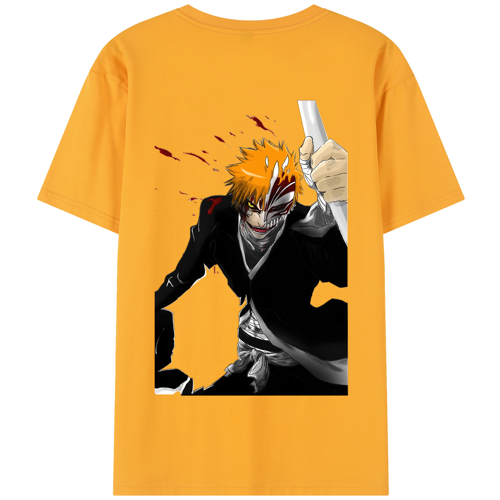 （画像用） ブリーチ 黒崎一護（くろさき いちご）BLEACH Kurosaki Ichigo 綿100％半袖Tシャツ（背面プリント）