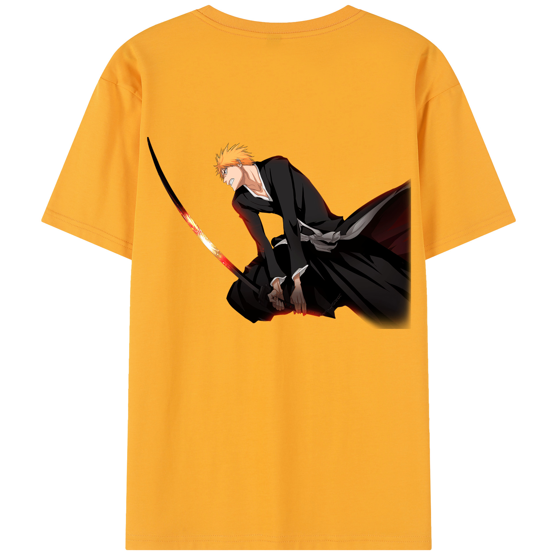 （画像用） ブリーチ 黒崎一護（くろさき いちご）BLEACH Kurosaki Ichigo 綿100％半袖Tシャツ（背面プリント）