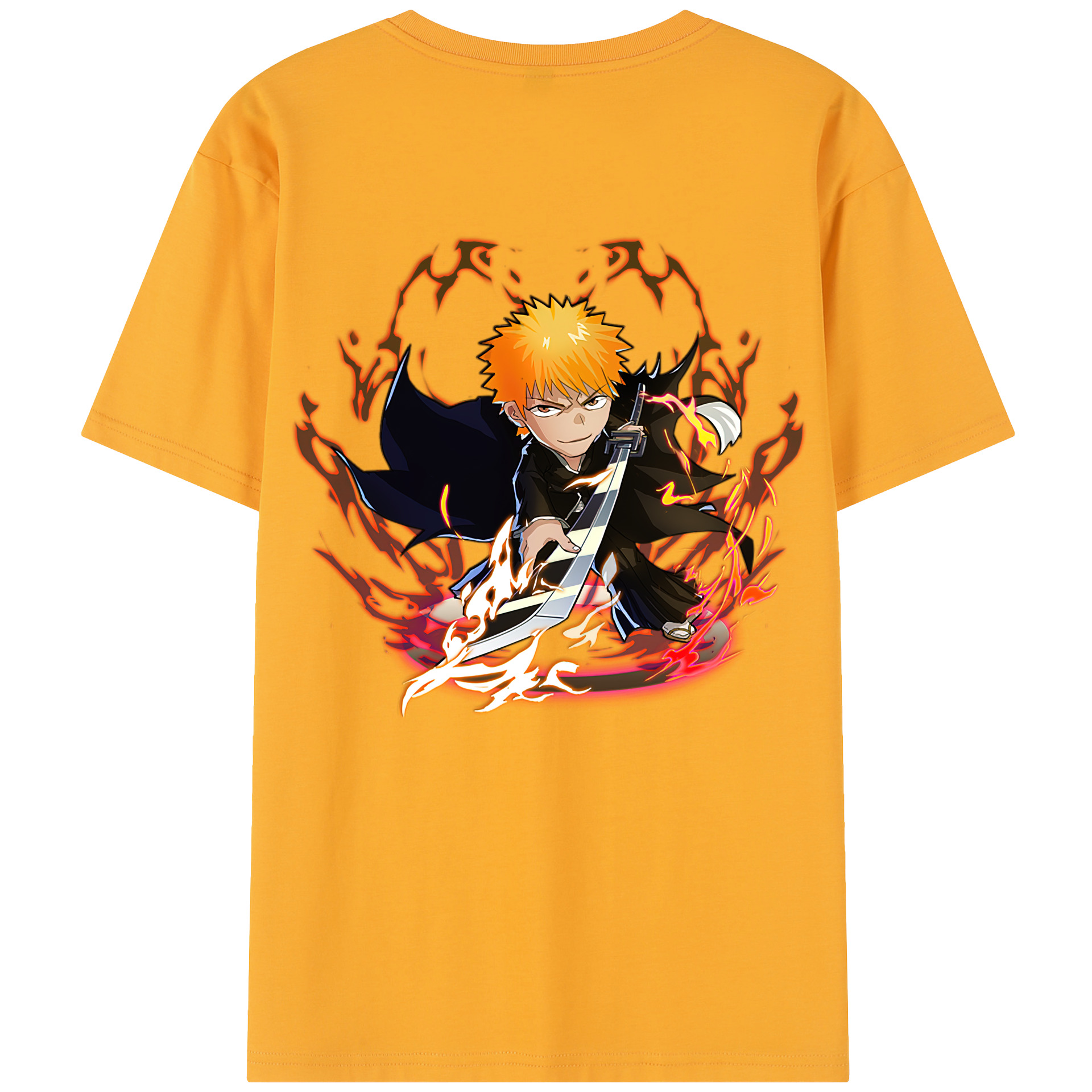 （画像用） ブリーチ 黒崎一護（くろさき いちご）BLEACH Kurosaki Ichigo 綿100％半袖Tシャツ（背面プリント）