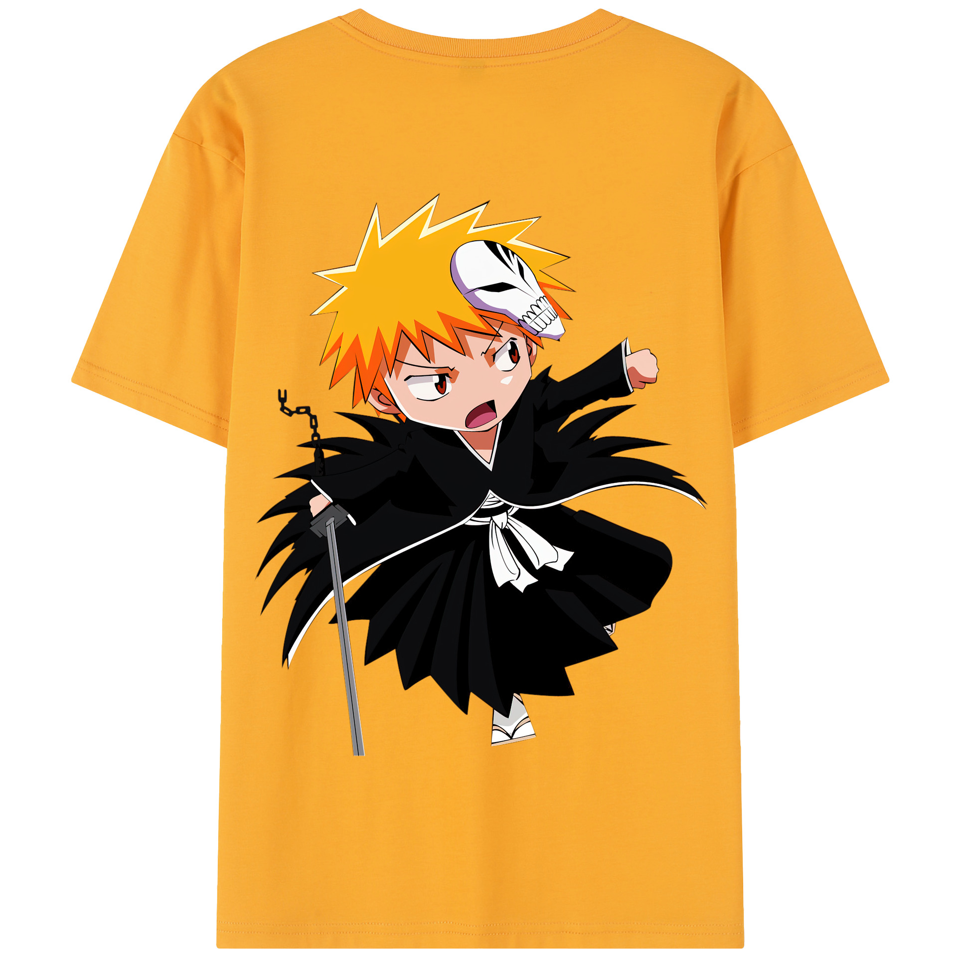 （画像用） ブリーチ 黒崎一護（くろさき いちご）BLEACH Kurosaki Ichigo 綿100％半袖Tシャツ（背面プリント）
