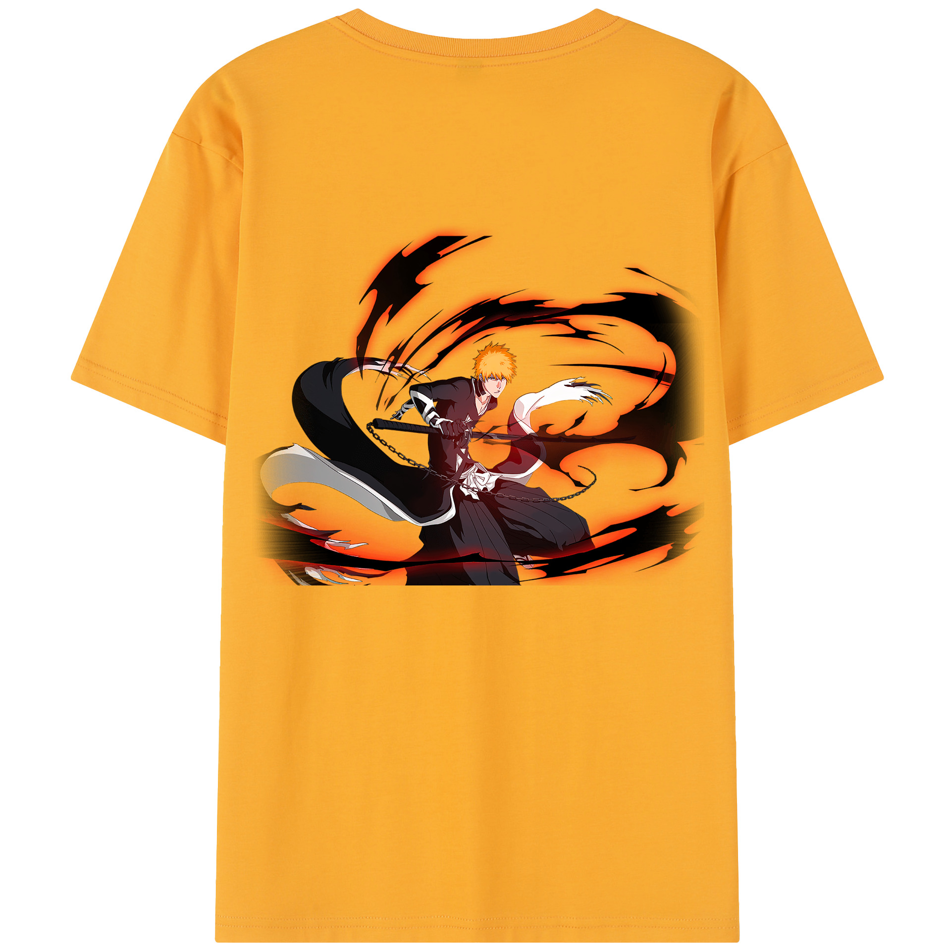 （画像用） ブリーチ 黒崎一護（くろさき いちご）BLEACH Kurosaki Ichigo 綿100％半袖Tシャツ（背面プリント）