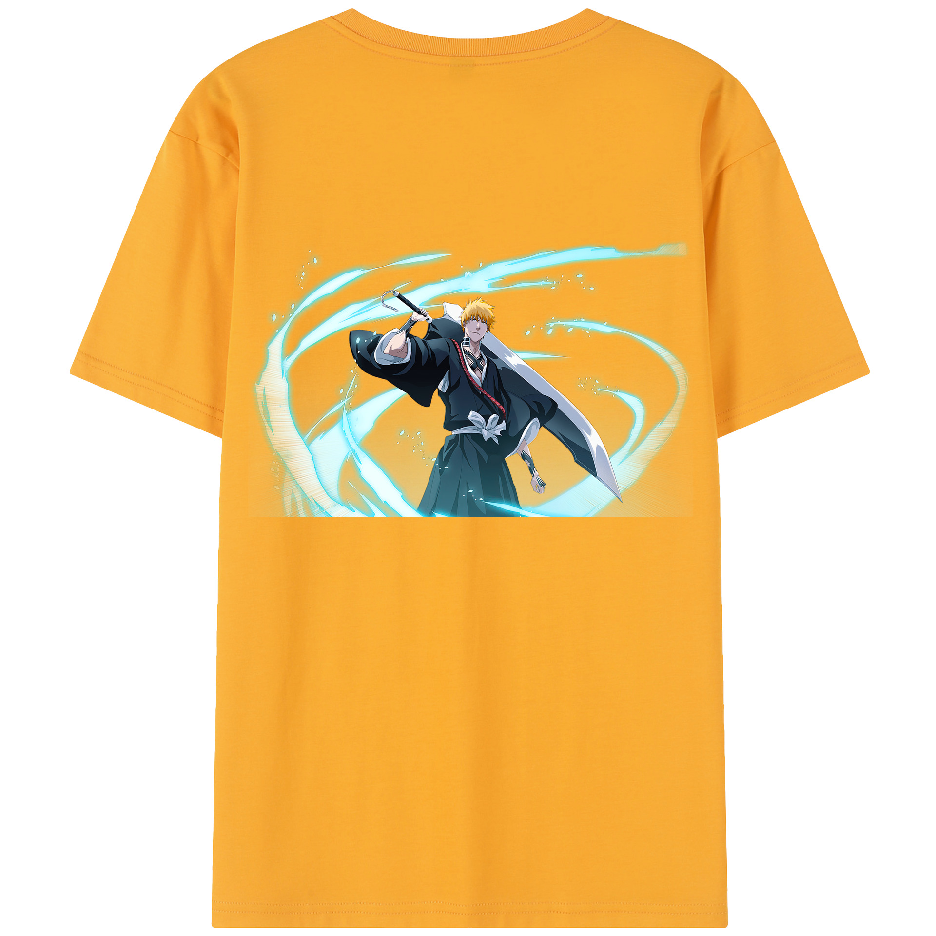 （画像用） ブリーチ 黒崎一護（くろさき いちご）BLEACH Kurosaki Ichigo 綿100％半袖Tシャツ（背面プリント）