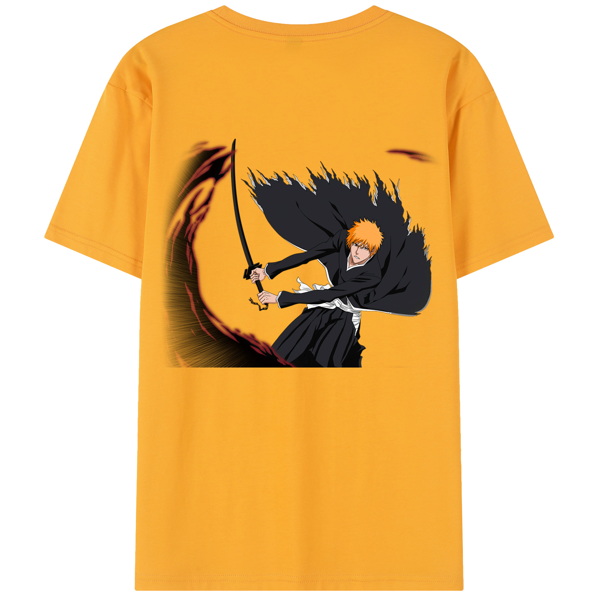 （画像用） ブリーチ 黒崎一護（くろさき いちご）BLEACH Kurosaki Ichigo 綿100％半袖Tシャツ（背面プリント）