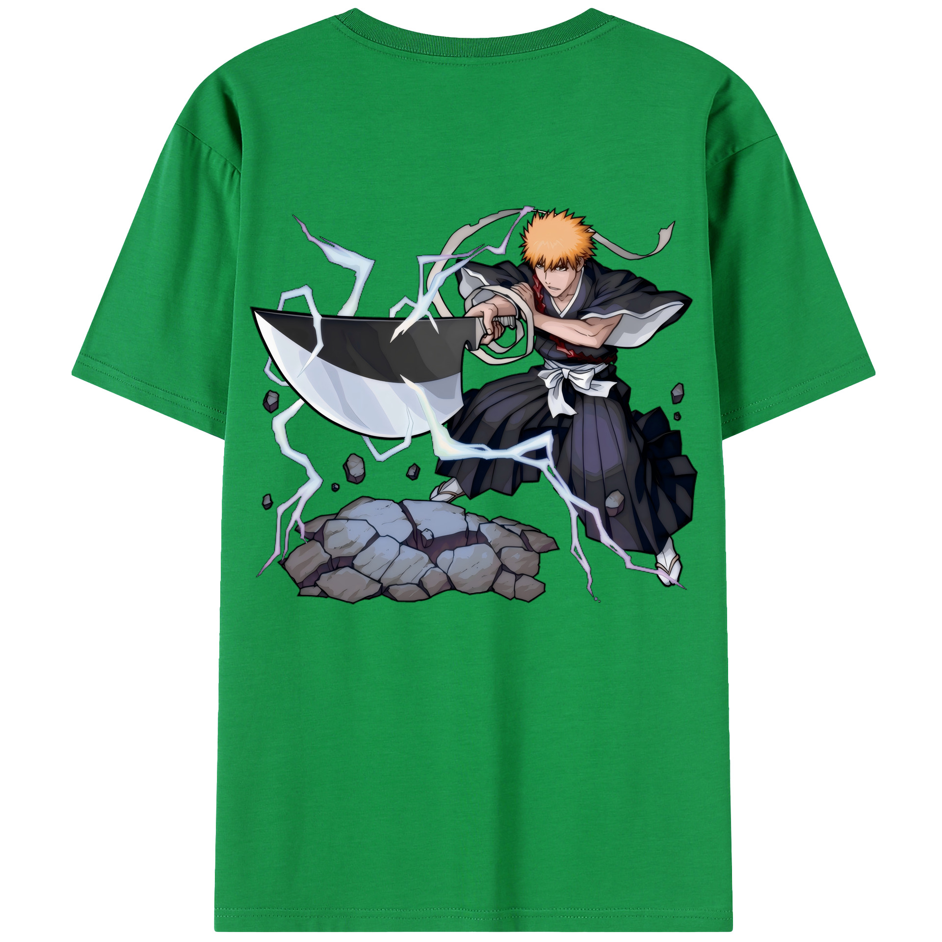 （画像用） ブリーチ 黒崎一護（くろさき いちご）BLEACH Kurosaki Ichigo 綿100％半袖Tシャツ（背面プリント）