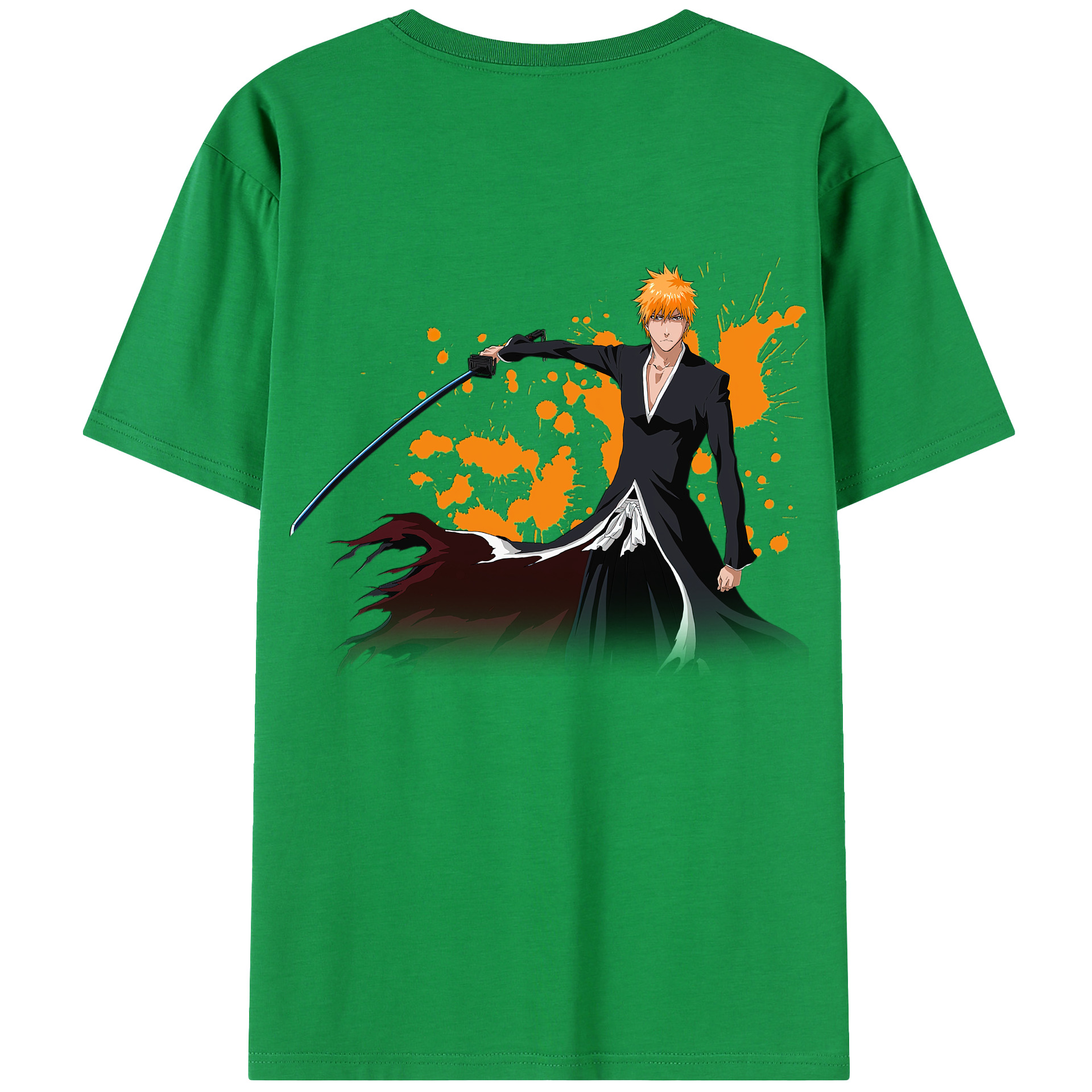 （画像用） ブリーチ 黒崎一護（くろさき いちご）BLEACH Kurosaki Ichigo 綿100％半袖Tシャツ（背面プリント）