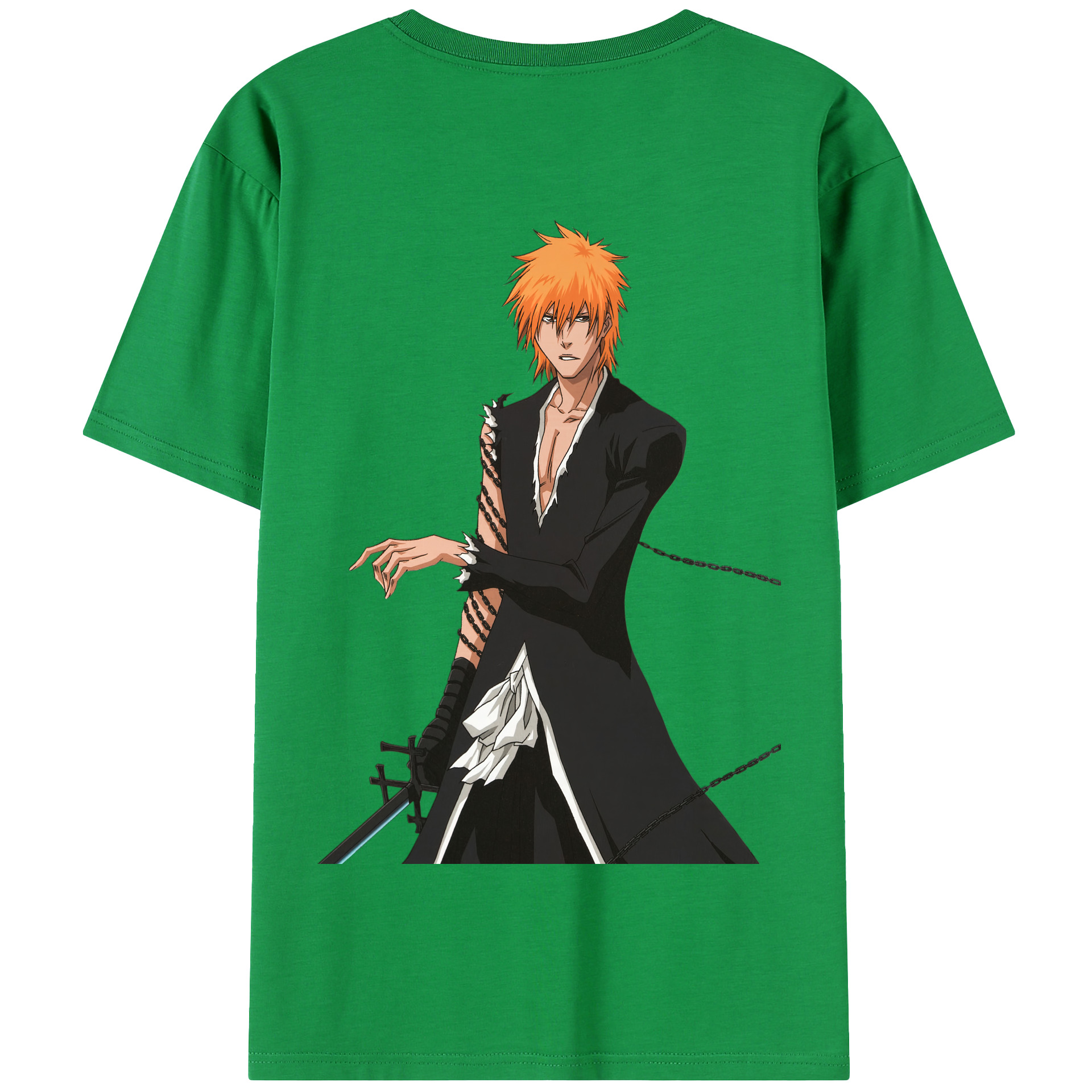 （画像用） ブリーチ 黒崎一護（くろさき いちご）BLEACH Kurosaki Ichigo 綿100％半袖Tシャツ（背面プリント）