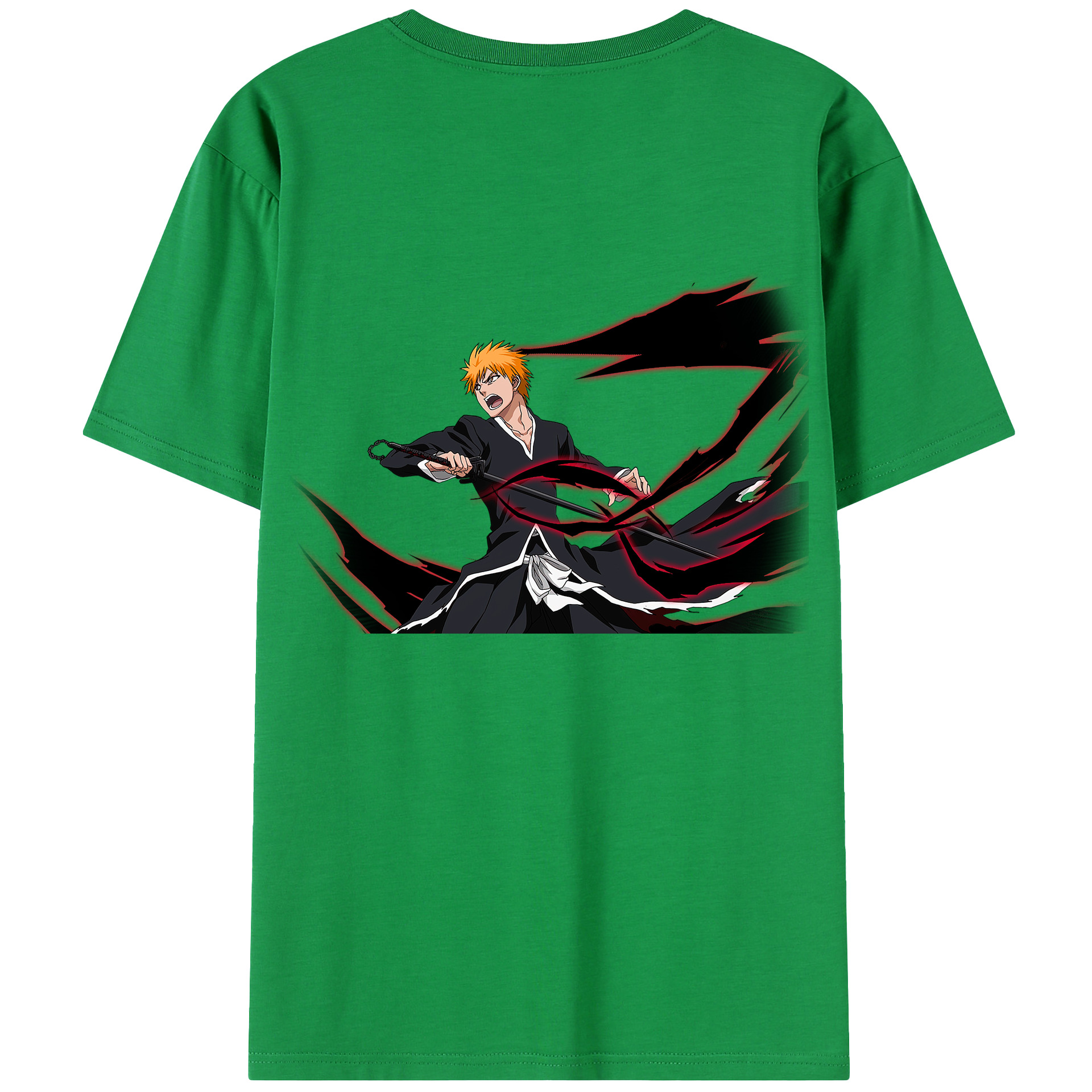 （画像用） ブリーチ 黒崎一護（くろさき いちご）BLEACH Kurosaki Ichigo 綿100％半袖Tシャツ（背面プリント）